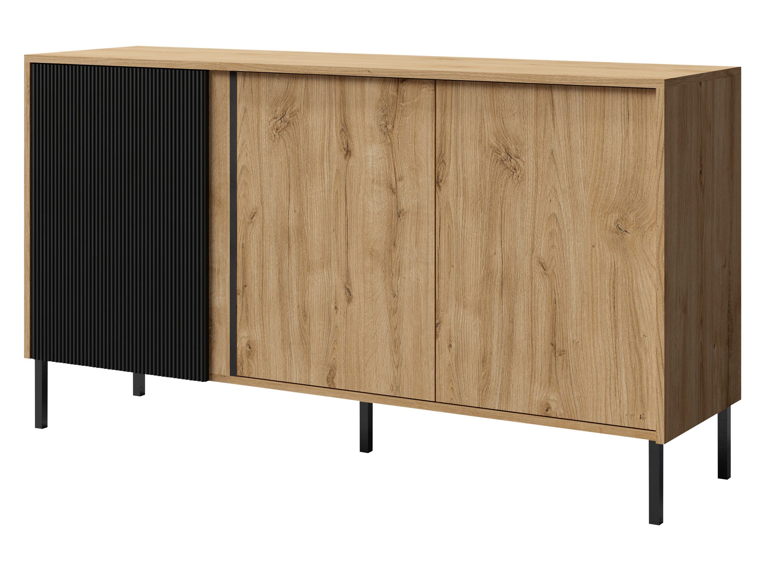 MIRJAN24 Kommode Mia 02 (mit drei Drehtüren), 145x41x80 cm, Griffloses Öffnungssystem