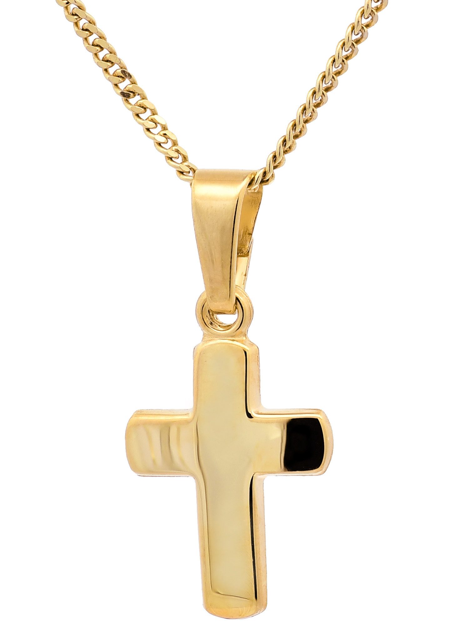 Kreuzanhänger Gold Anhänger Kreuz mit Goldkette massiv 333 - 8 Karat Gold 36 cm