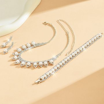 LAKKEC Schmuckset Halskette Ohrringe Armband Modeschmuck Set Brautschmuck Set, (3-tlg)Accessoires für Bräute