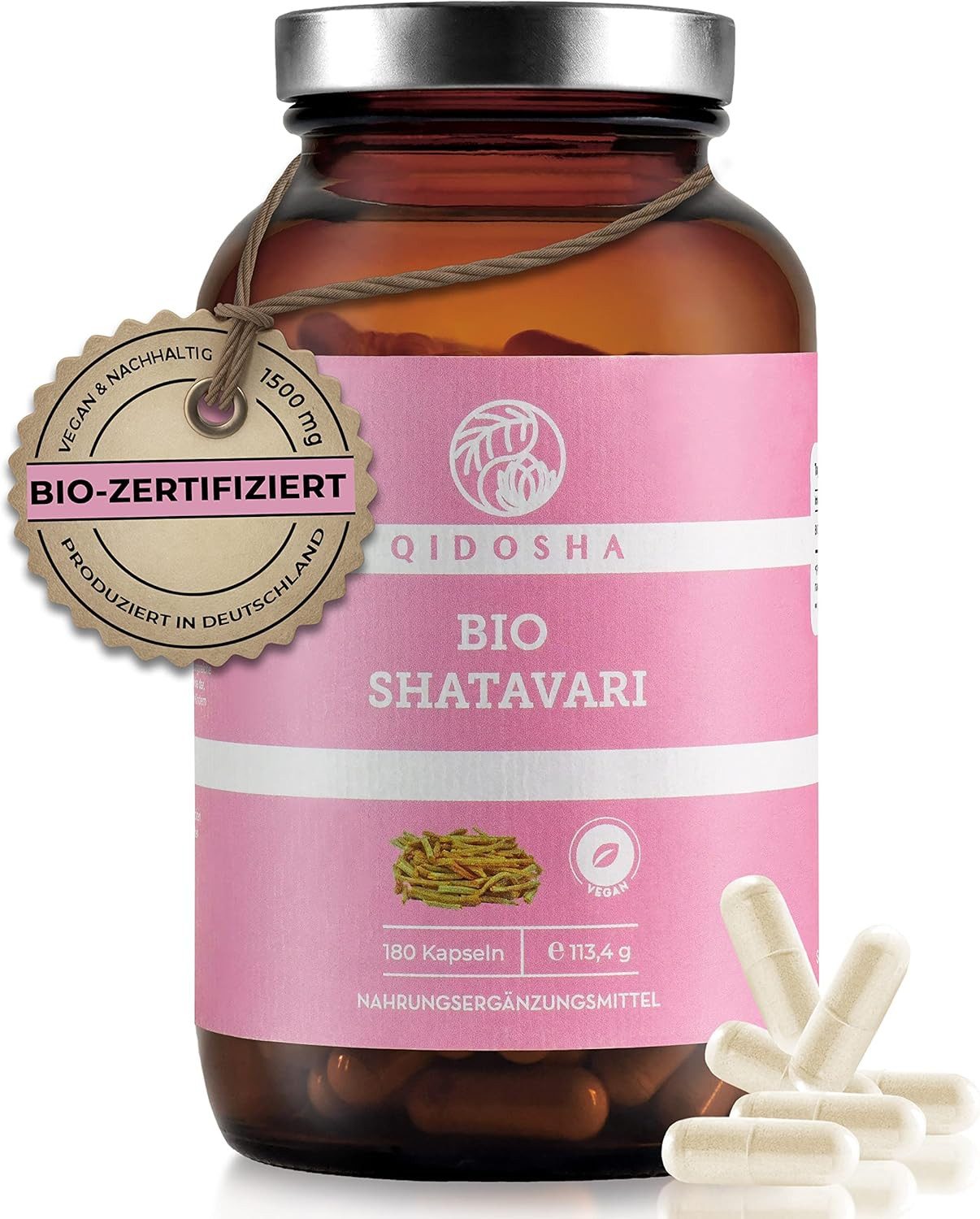QIDOSHA Bio-Shatavari Kapseln, 180 St., 113.4 g, 100 % Bio-Shatavari-Pulver