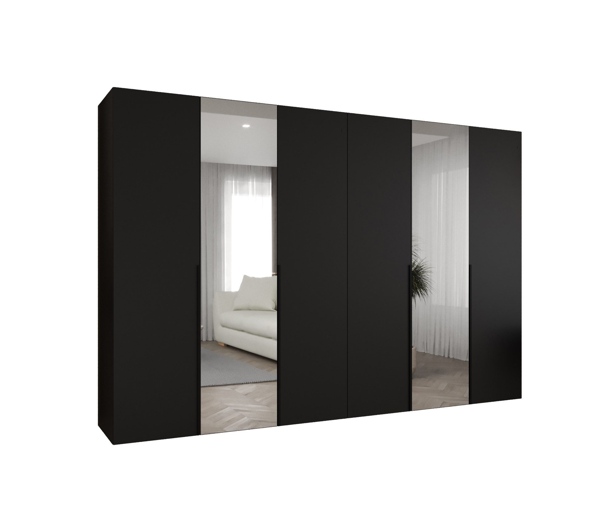 MOEBLO Drehtürenschrank CADIZ 2 (mit Spiegel, 100-300cm waehlbar) (BxHxT): 100/150/200/250/300x202x52 cm