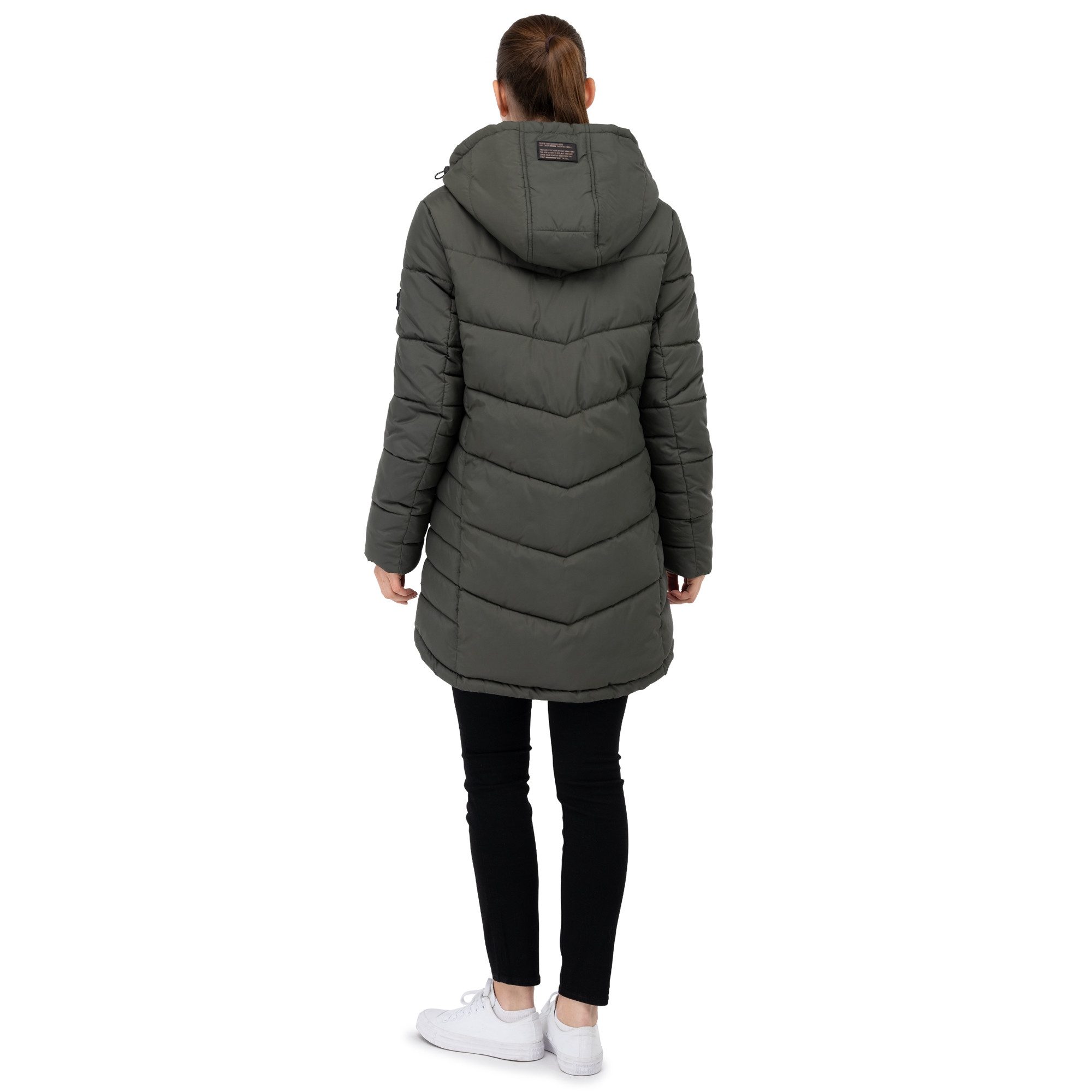SUBLEVEL Steppjacke Damen Mantel mit Kapuze lange Winter Jacke Parka Stehkragen, Kapuze, flauschig, kuschelig, warm, Outdoor, Mantel – Bild 4 von 5