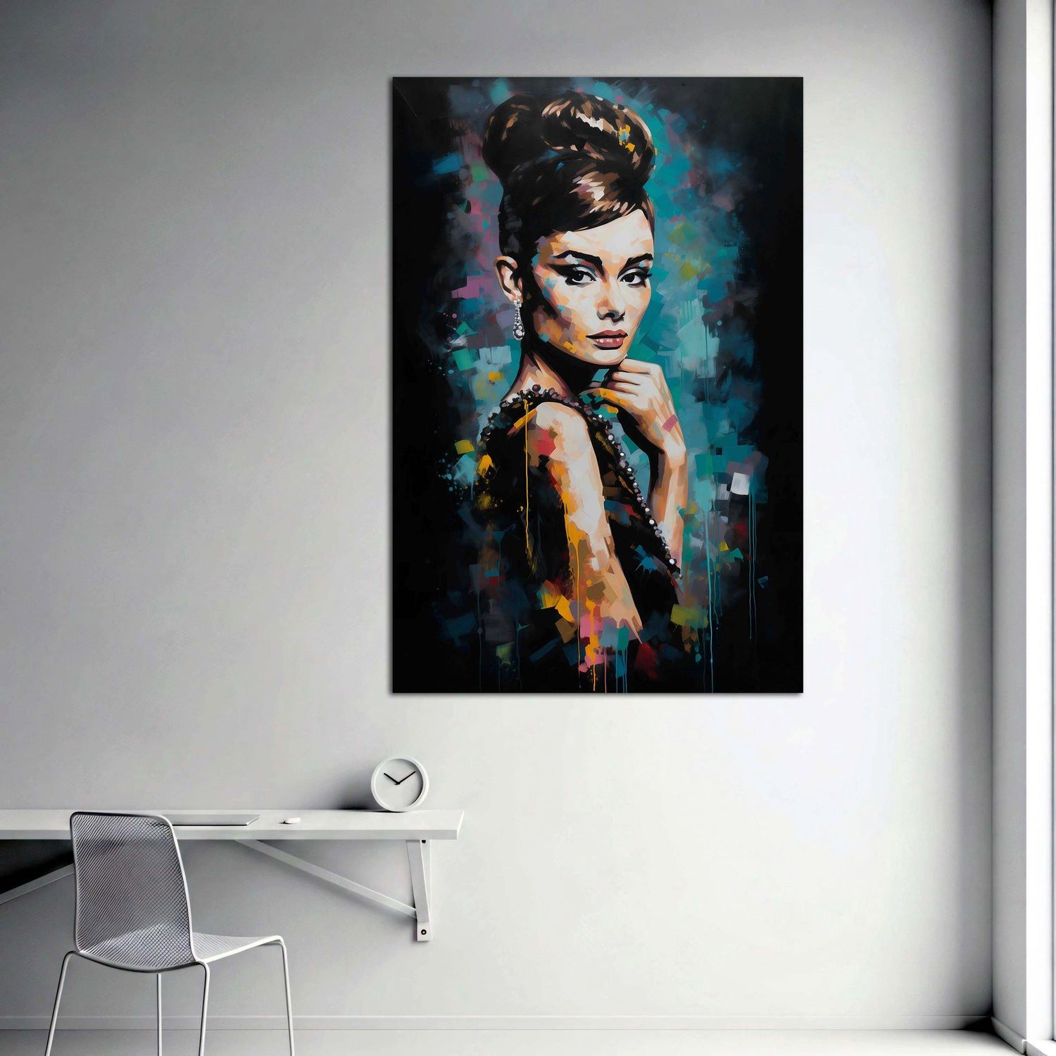 Artedinoi Leinwandbild Pop Art Audrey Porträt elegant bunt Wandbild Leinwandbild Kunstdruck X, Audrey Hepburn, elegantes Porträt