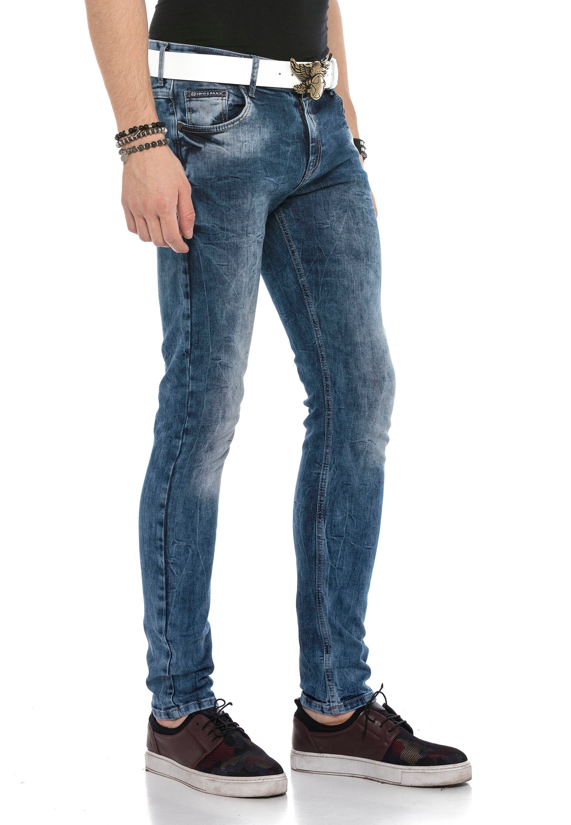 Baxx & Bequeme Jeans optimaler Slim-Straight Passform in mit Fit Cipo blau