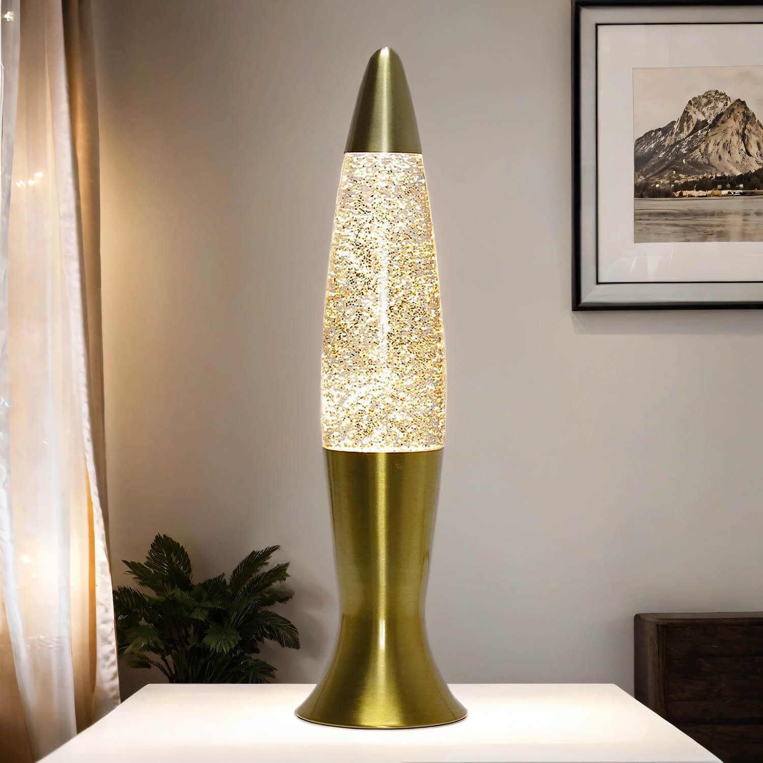 Licht-Erlebnisse Lavalampe ROXY, Warmweiß, Tischleuchte Glitter günstig online kaufen