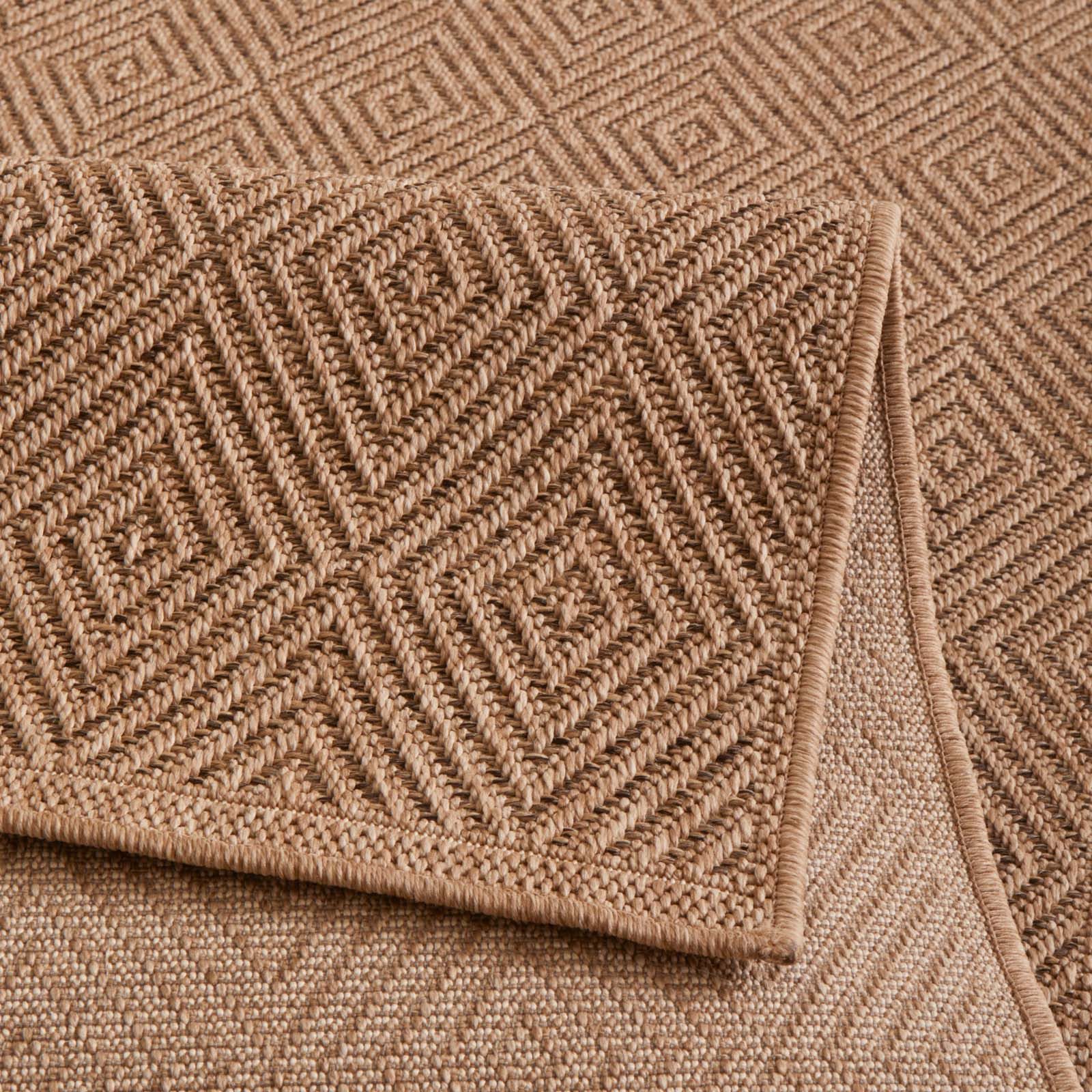 TaraCarpet Teppich TaraCarpet Borneo Raute Outdoor Teppich – Wetterfester Indoor & Outdoo, rechteckig, Höhe: 6 mm, Küche Wohnzimmer Terrasse Garten Balkon beige – Bild 5 von 5