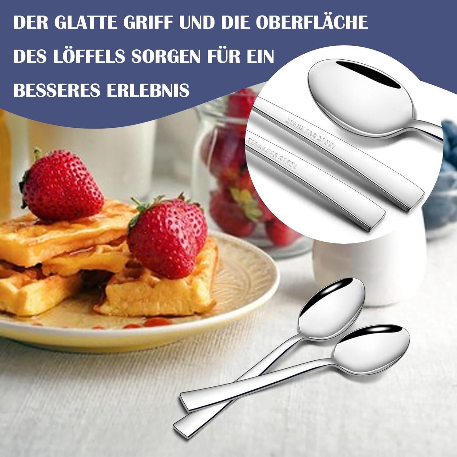 LuxusKollektion Teelöffel Teelöffel 24 Edelstahl Kaffeelöffel Quadratischer Griff 24