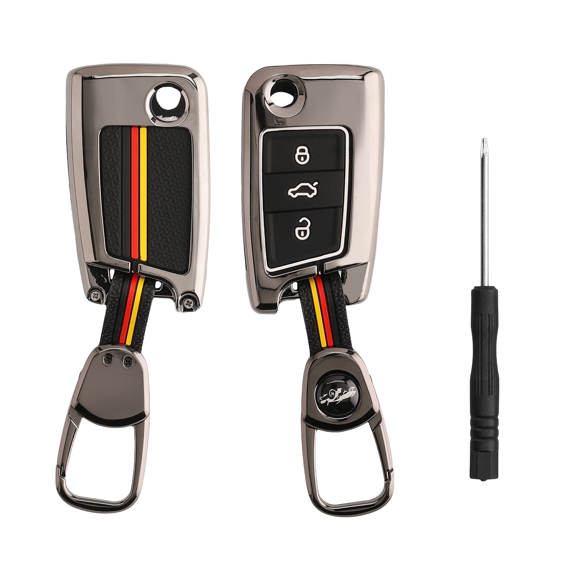kwmobile Schlüsseltasche Autoschlüssel Hülle für VW 3-Tasten Smartkey  Autoschlüssel, Leder Schutzhülle Schlüsselhülle Cover - Schlüssel Case