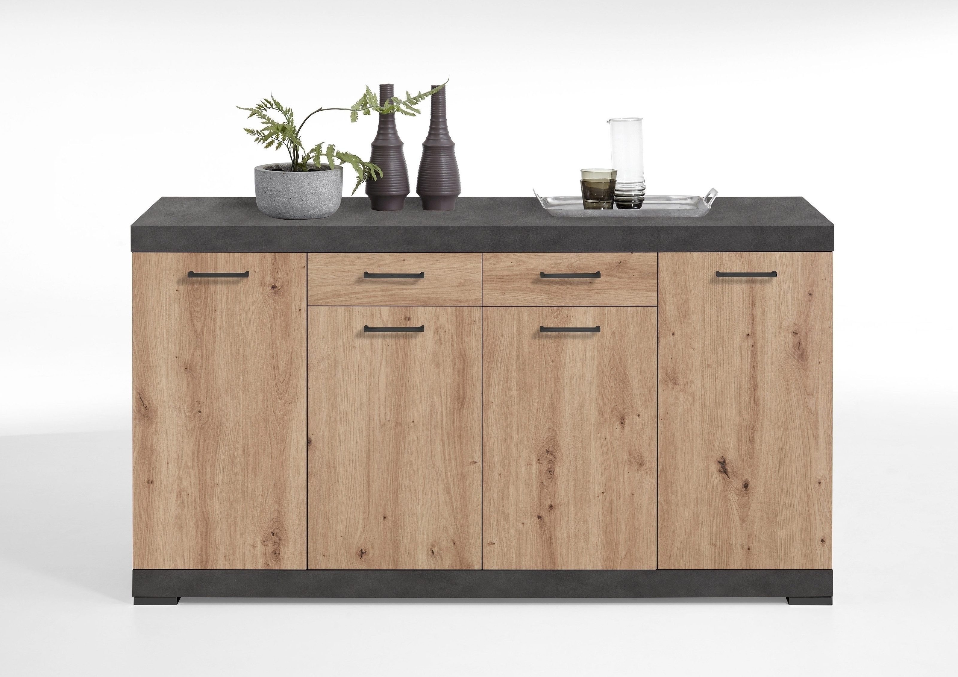 PREISBRECHER Kombikommode BRISTOL 4 XL, in Matera-Artisan Eiche - 160x89,9x49,9cm (BxHxT)