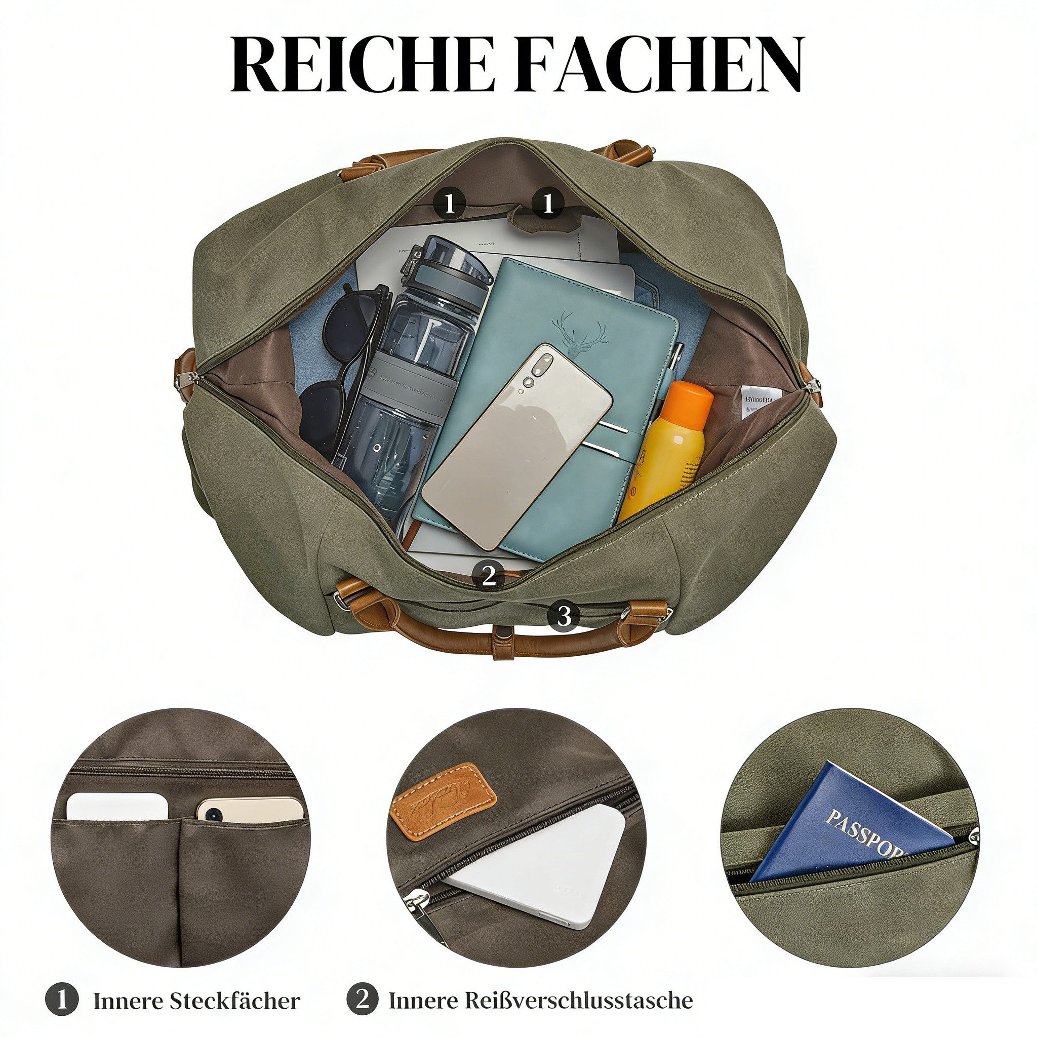 S-ZONE Reisetasche Weekender Reisetasche Tragetasche Freizeittasche Gymbag, Hängekoffer Reisetaschen mit Schuhfach für Damen und Herren – Bild 4 von 5