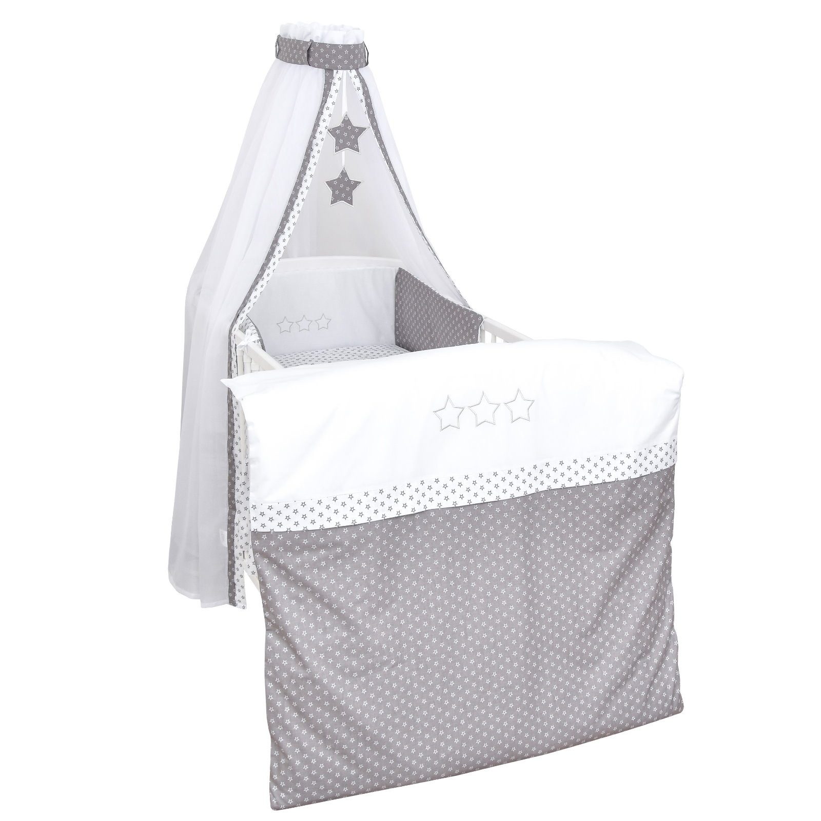 Babybettwäsche Baby Bettwäsche Set 4-Tlg. Nestchen Chiffonhimmel