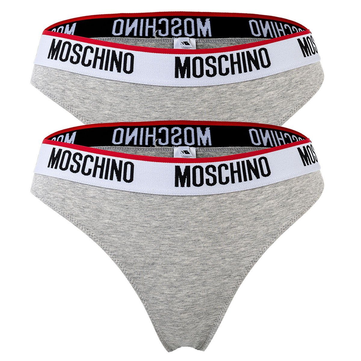Moschino Slip Damen Slips 2er Pack - Briefs, Unterhose, Cotton Grau meliert | Klassische Slips