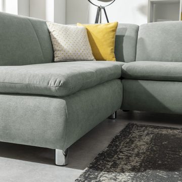 Max Winzer® Ecksofa Terrence Ecksofa links mit Sofa 2,5-Sitzer rechts Flachgewebe hellgrün, 1 Stück, Made in Germany