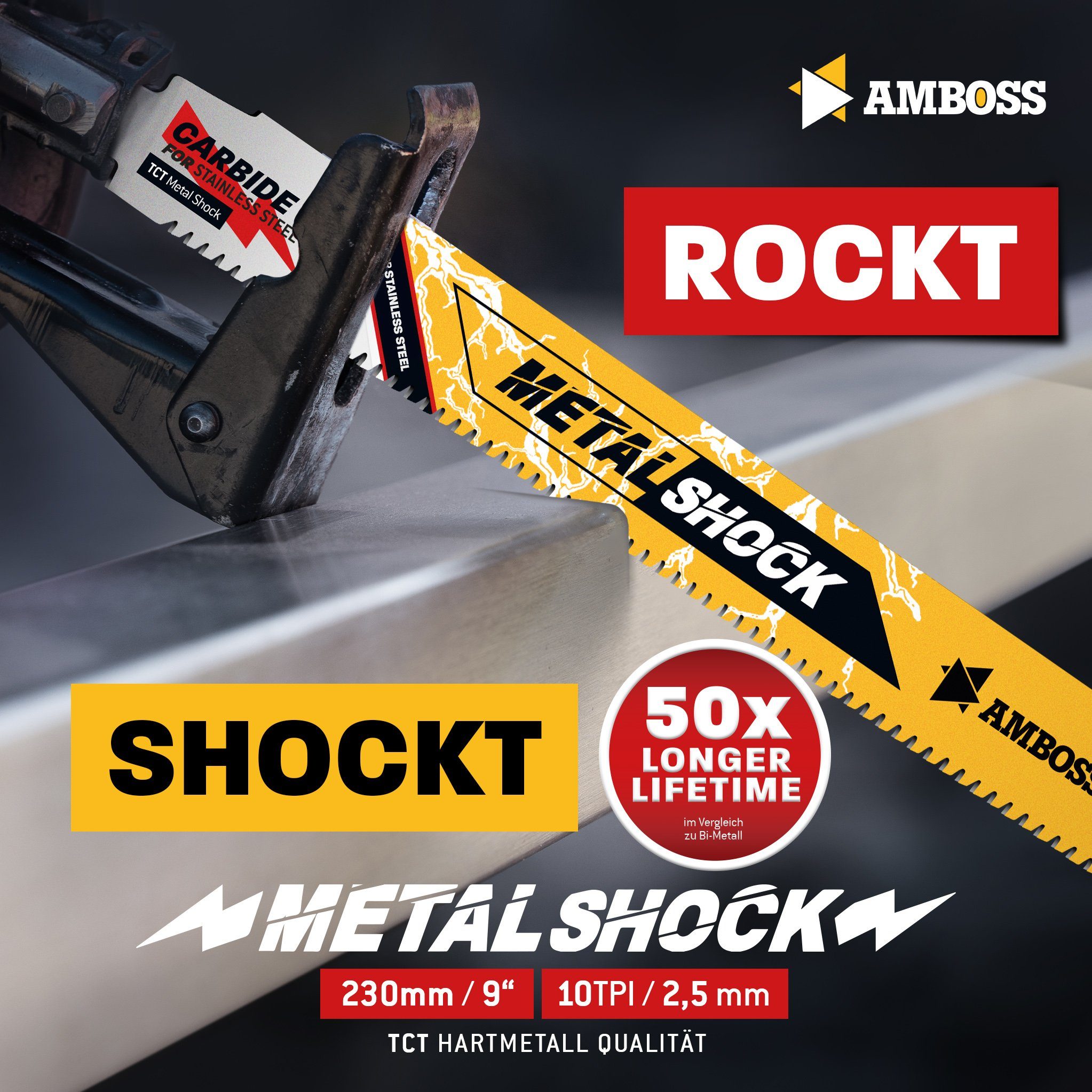 Thumbnail - Amboss Werkzeuge Säbelsägeblatt 1x Amboss Metal Shock Säbelsägeblatt Länge 230 mm