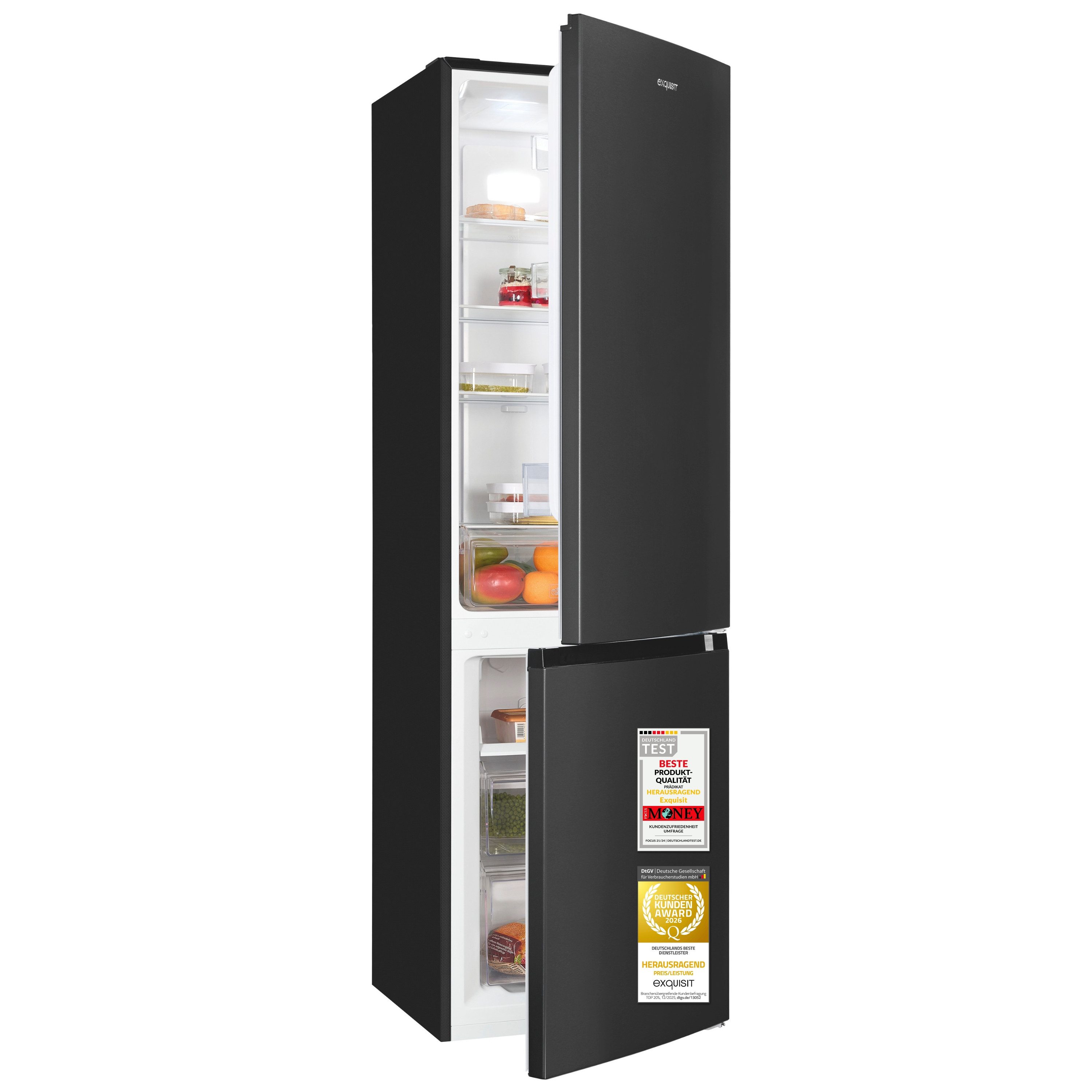exquisit Kühl-/Gefrierkombination KGC5265-70-NF-040C, 180,5 cm hoch, 54,5 cm breit, 253 l Nutzinhalt, 182,0 l Kühlfach, 71,0 l 4 Sternefach