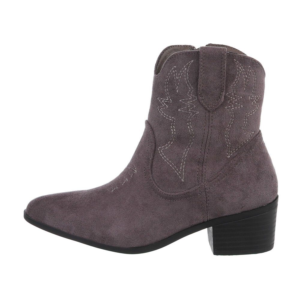 Cowboyboots Ital-Design 1 Grau Westernstiefelette Damen Western