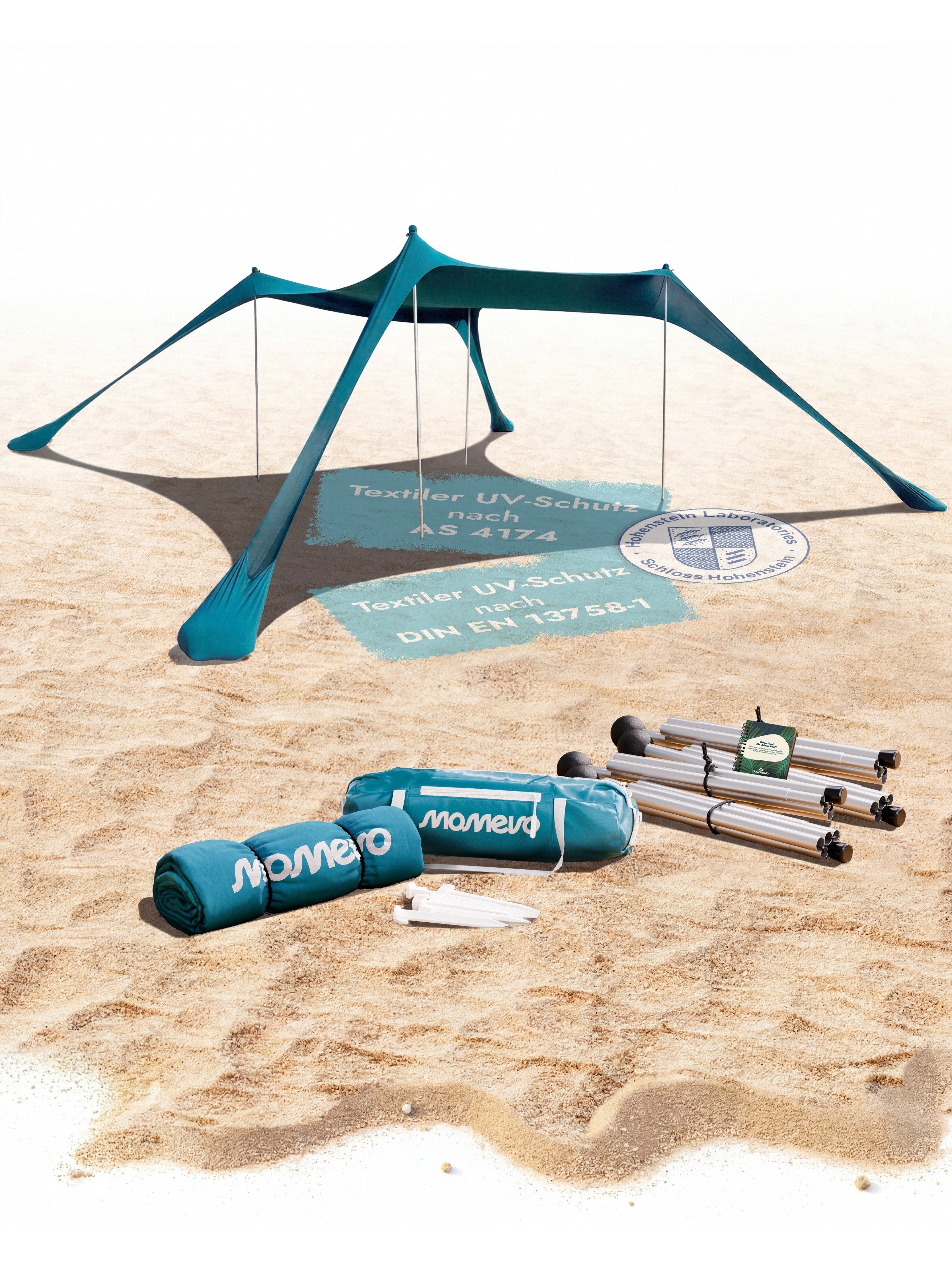 Momevo Strandmuschel Sunsail XL Strandzelt & XXL Strandmuschel für 6 Personen, Personen: 6