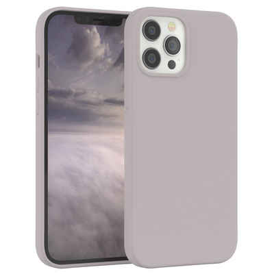 EAZY CASE Handyhülle Premium Silikon Case für Apple iPhone 12 Pro Max 6,7 Zoll, Hülle Bumper Case Slimcover mit Displayschutz Silikonhülle Rosa Braun