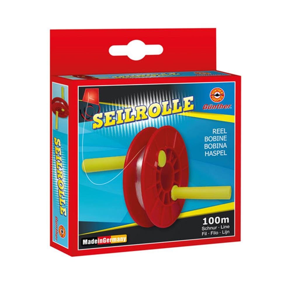 Günther Spiel Seilrolle mit 100 m Schnur, für Flugdrachen Reißfestigkeit 6 kp