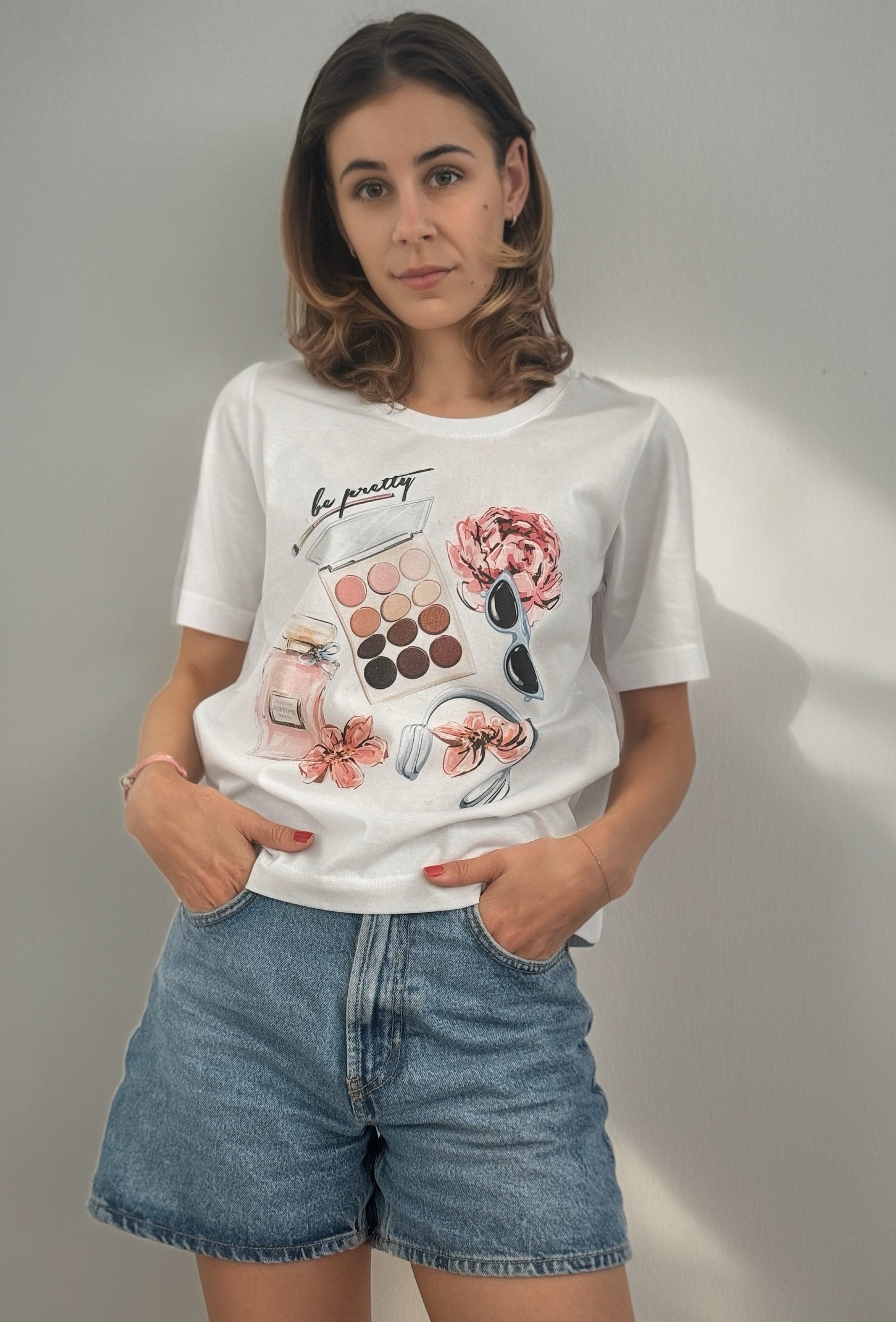 Zuckerwatte Print-Shirt Boyfriendstyle aus 100% Baumwolle günstig online kaufen