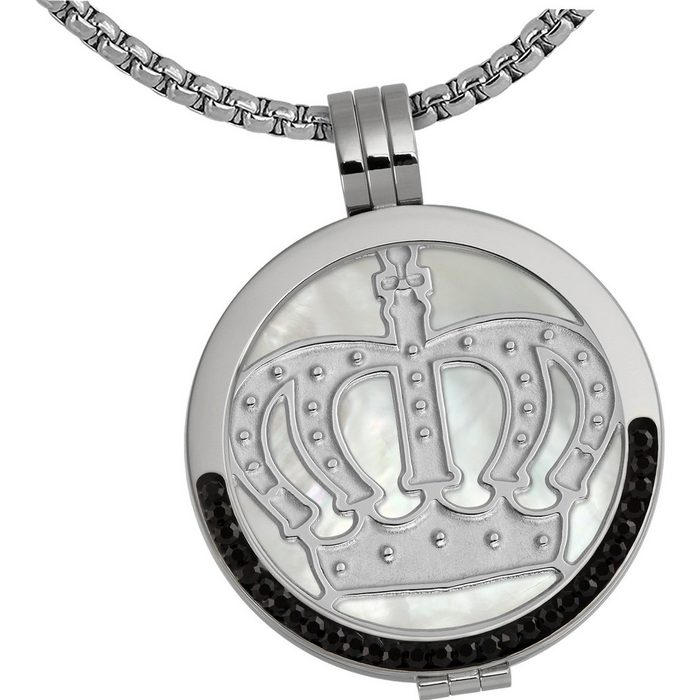 Amello Edelstahlketten-Set Amello Coin Set Krone Damen Halskette (Coin Sets 4-tlg) Coin Sets (Krone) ca. 50cm Edelstahl (Stainless Steel) Farbe: silber weiß schwarz