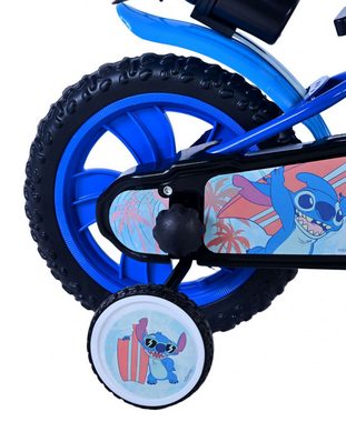 Volare Kinderfahrrad Disney Stitch, Blau, 12 Zoll, (1-tlg), Hupe, höhenverstellbarer Sattel und Lenker, abnehmbaren Seitenrädern