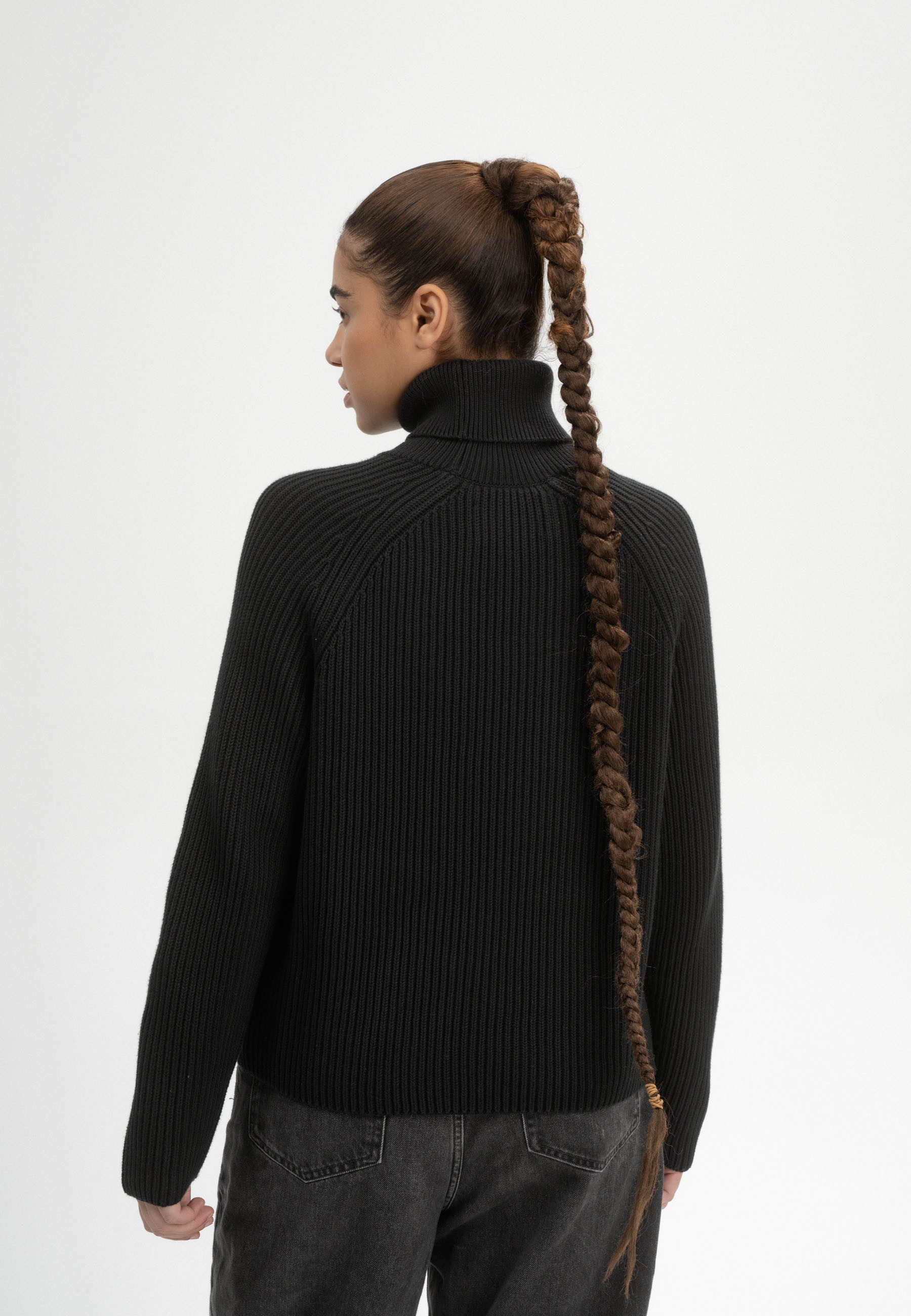 MELA Strickpullover Rippstrick Rollkragenpullover Style CHIRHA Raglanärmel günstig online kaufen