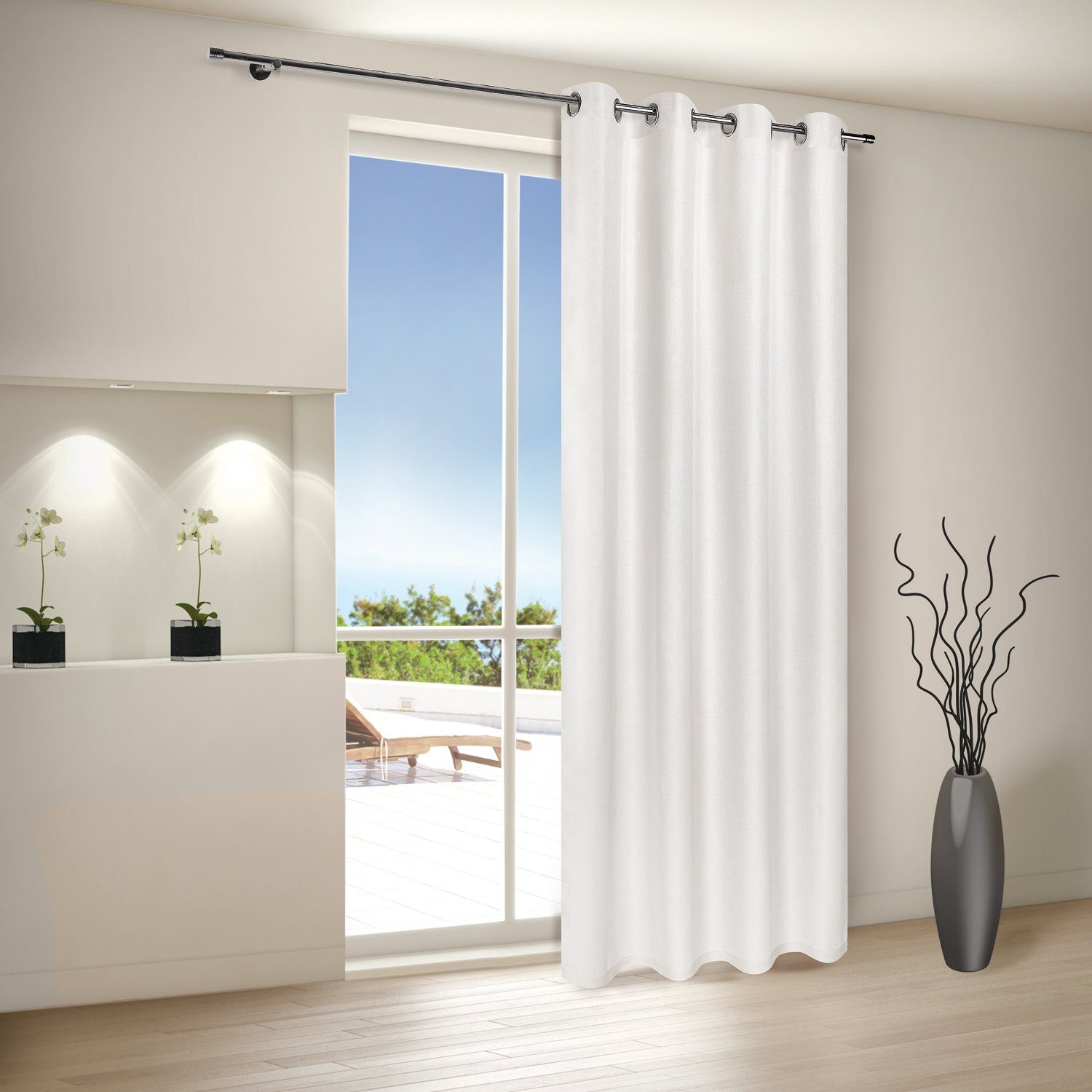 Gardine schöne Gardine mit Ösenschal transparent für Weiß Wohnzimmer Giantore, Schlafzimmer