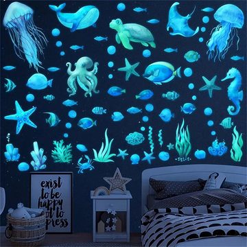 RefinedFlare Wandtattoo Fluoreszierender dekorativer Wandaufkleber „Unterwasserwelt-Cartoon“.