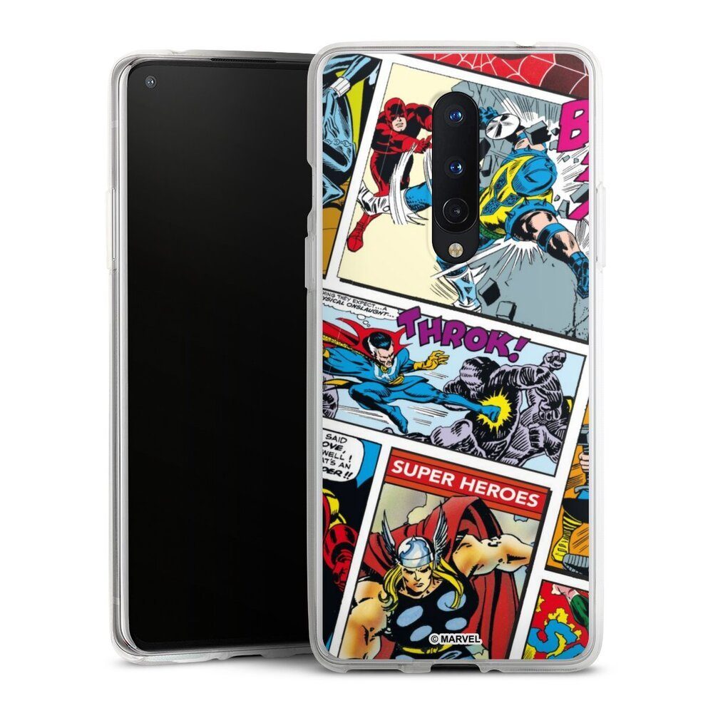 DeinDesign Handyhülle Marvel Retro Comic Blue, OnePlus 8 Silikon Hülle Bumper Case Handy Schutzhülle Smartphone Cover
