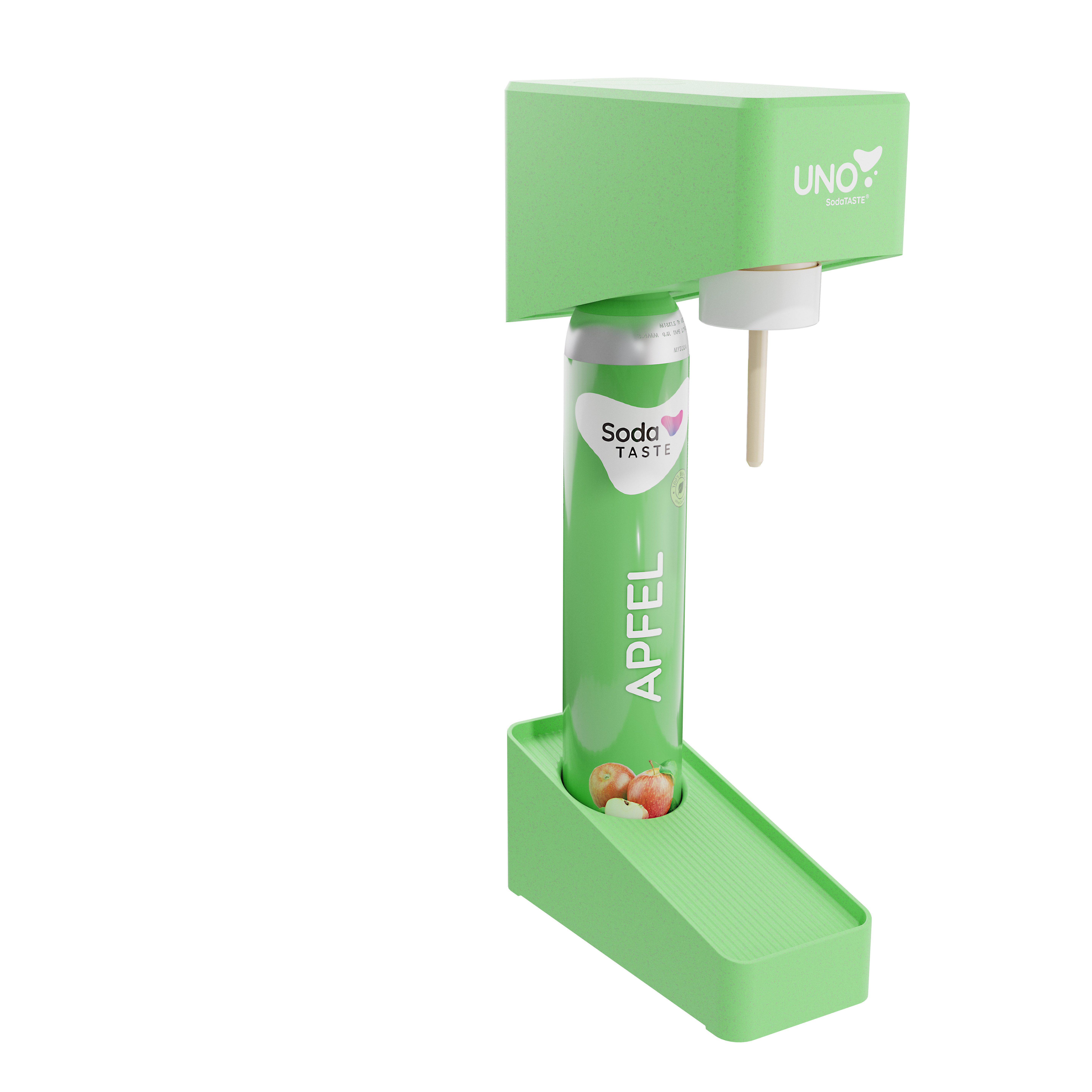 SodaTASTE Wassersprudler SodaTASTE UNO Wassersprudler Set inkl. Flasche & CO2-Zylinder, (Wassersprudler, CO₂-Zylinder, 1-Liter-Wasserflasche, Abtropfhalterung), Kompatibel mit Standard-Drehgewinde