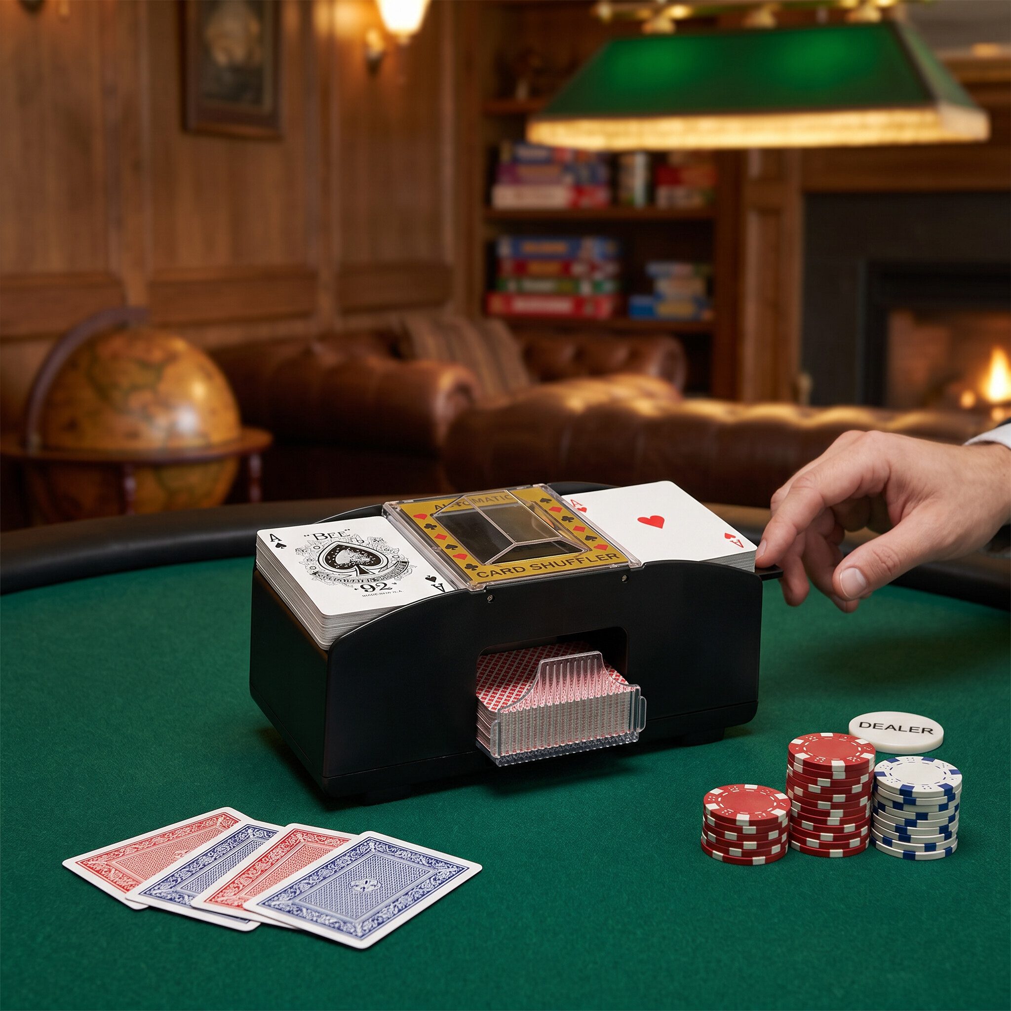 GARRYFIZH Spieltisch Kartenmischmaschine Spiel Automatischer Kartenmischer 2 Decks, Pokersortierer-Spender