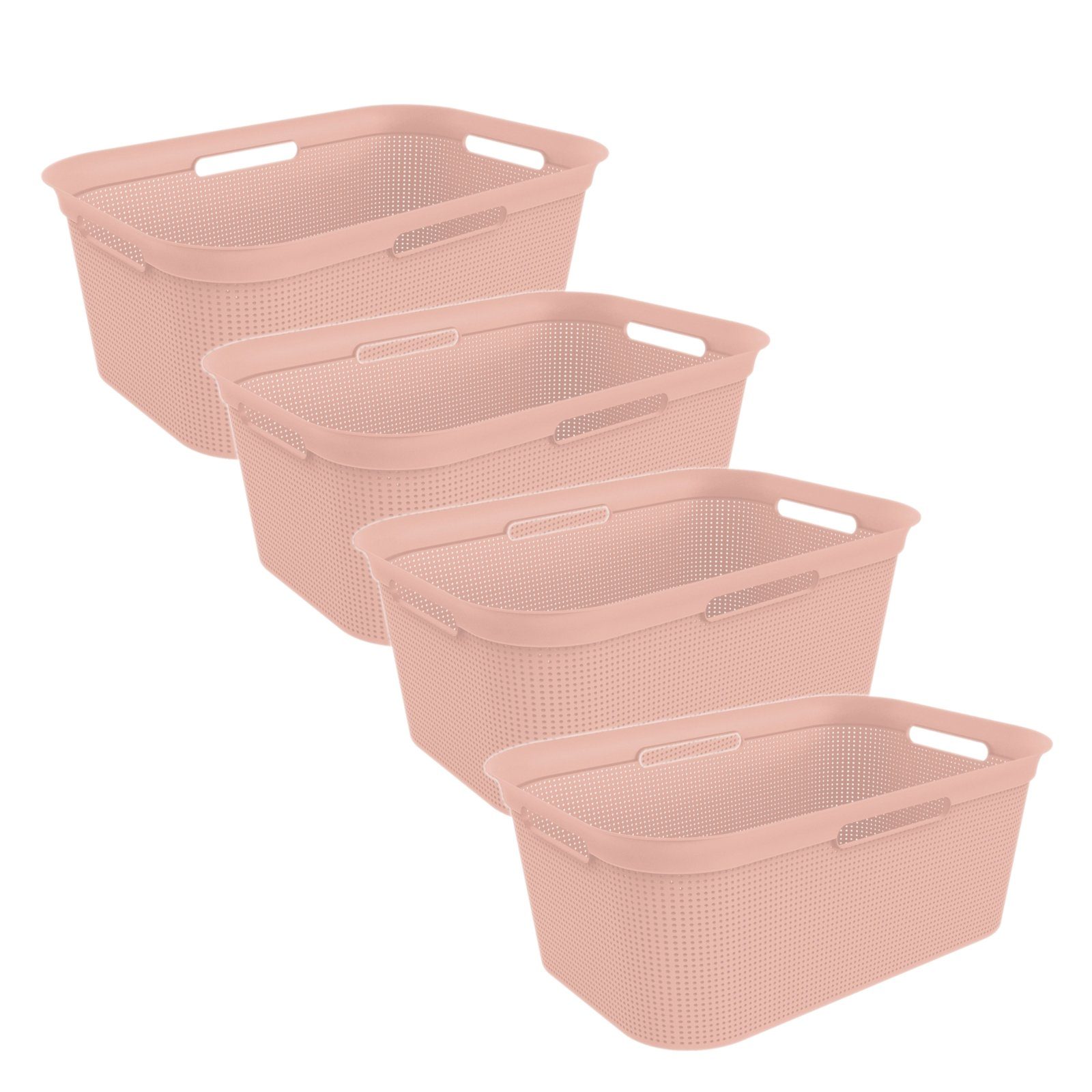 4er-Set pink ged. 40l, Wäschekorb (PP) ROTHO Wäschekorb Linnea Brisen BPA-frei Kunststoff