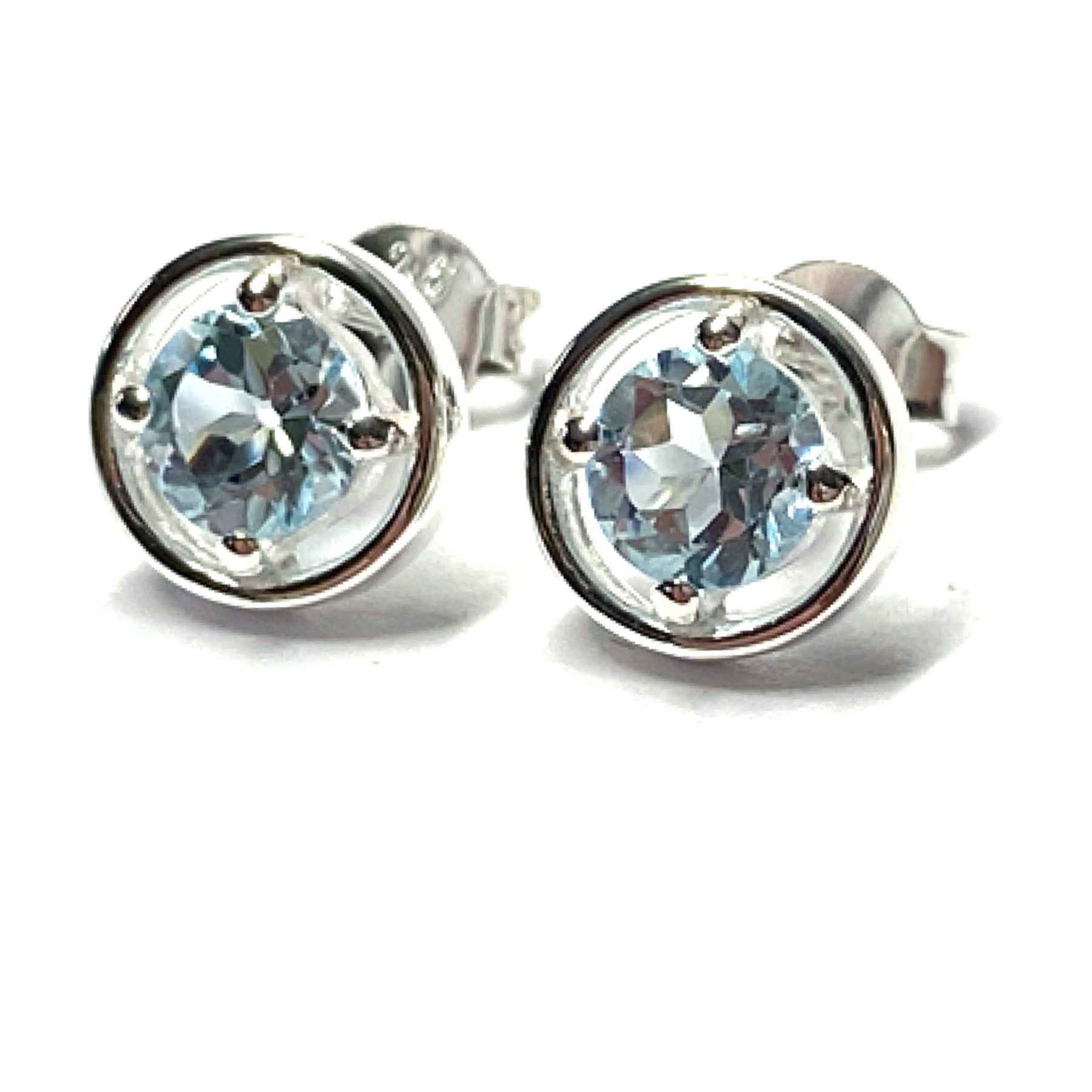 Ohrstecker-Set Ohrstecker 925- Silber Blautopas rund 5mm Ohrring