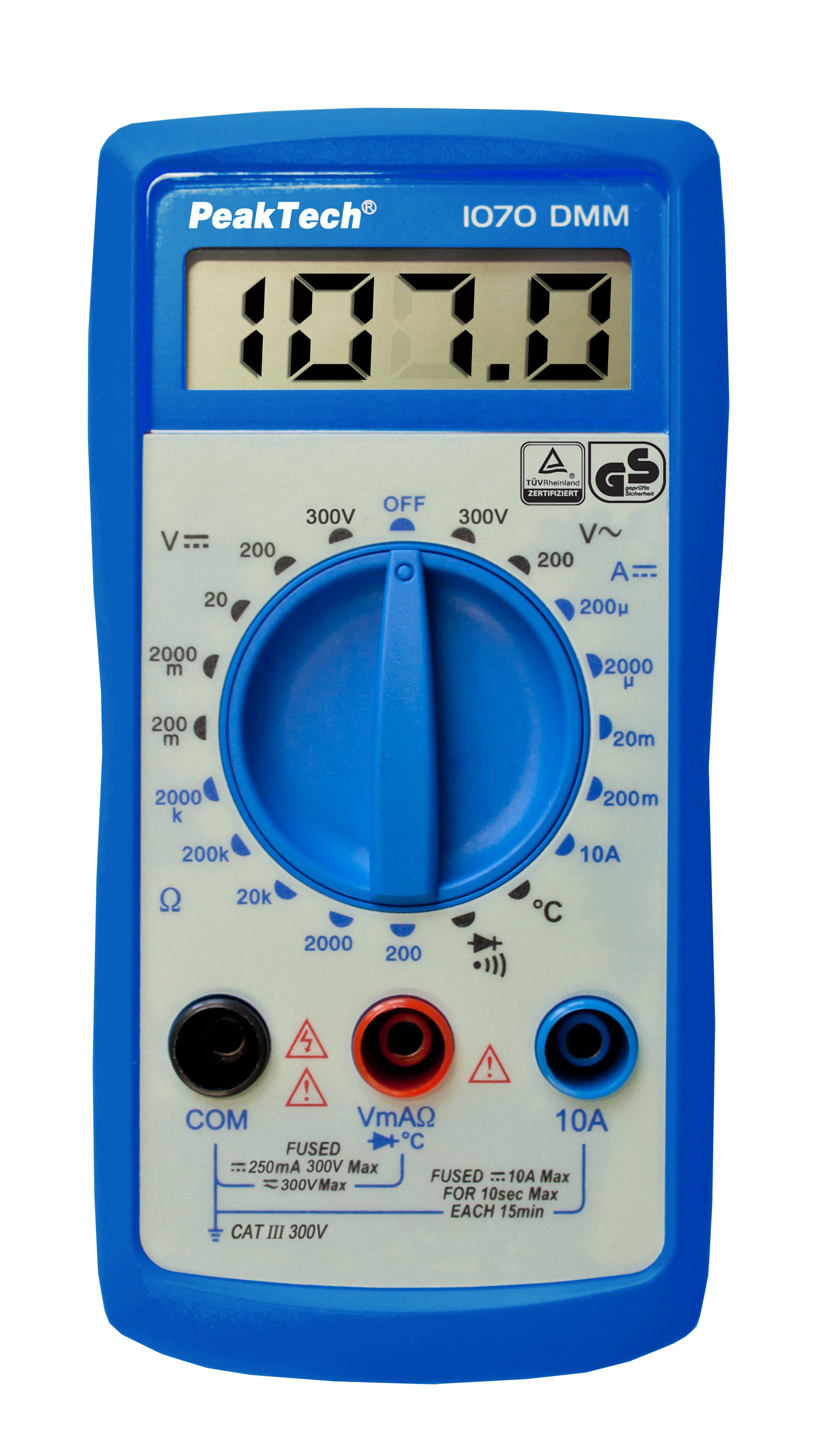PeakTech Multimeter Digital DMM LCD-Display & Licht, Batterietester