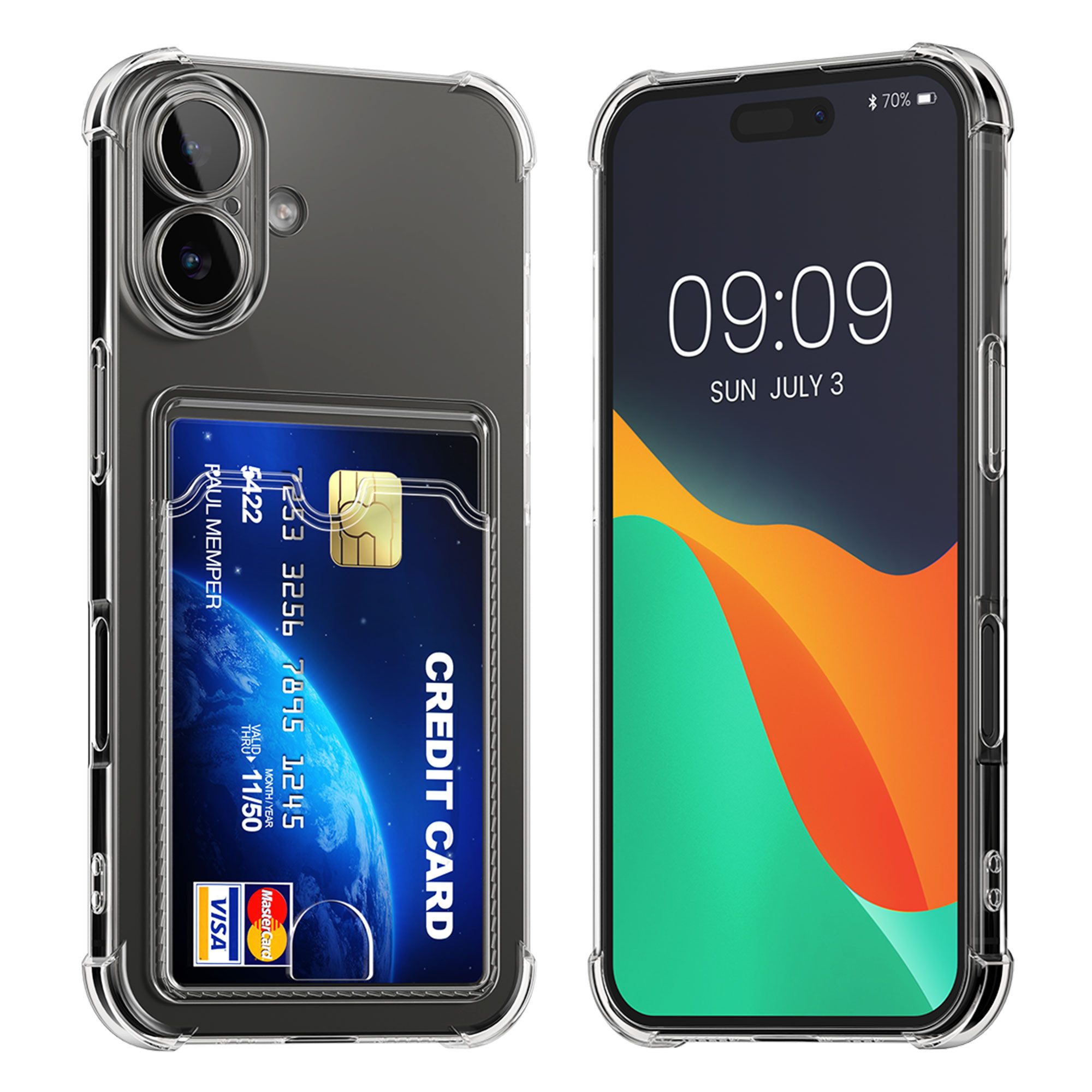 kwmobile Smartphone-Hülle Hülle mit Kartenfach für Apple iPhone 17, Handyhülle iPhone 17 mit Kartenfach Soft Case