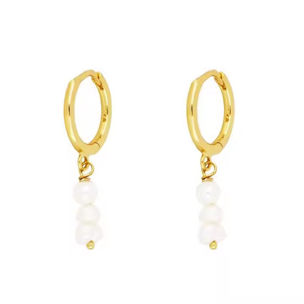 Runde Perlé Perlenohrringe zarte kleine Creolen mit mini Perlen, 925er Silber, 18K Gold, Creolen mit 4mm Süßwasserperlen (inkl. Geschenkverpackung)