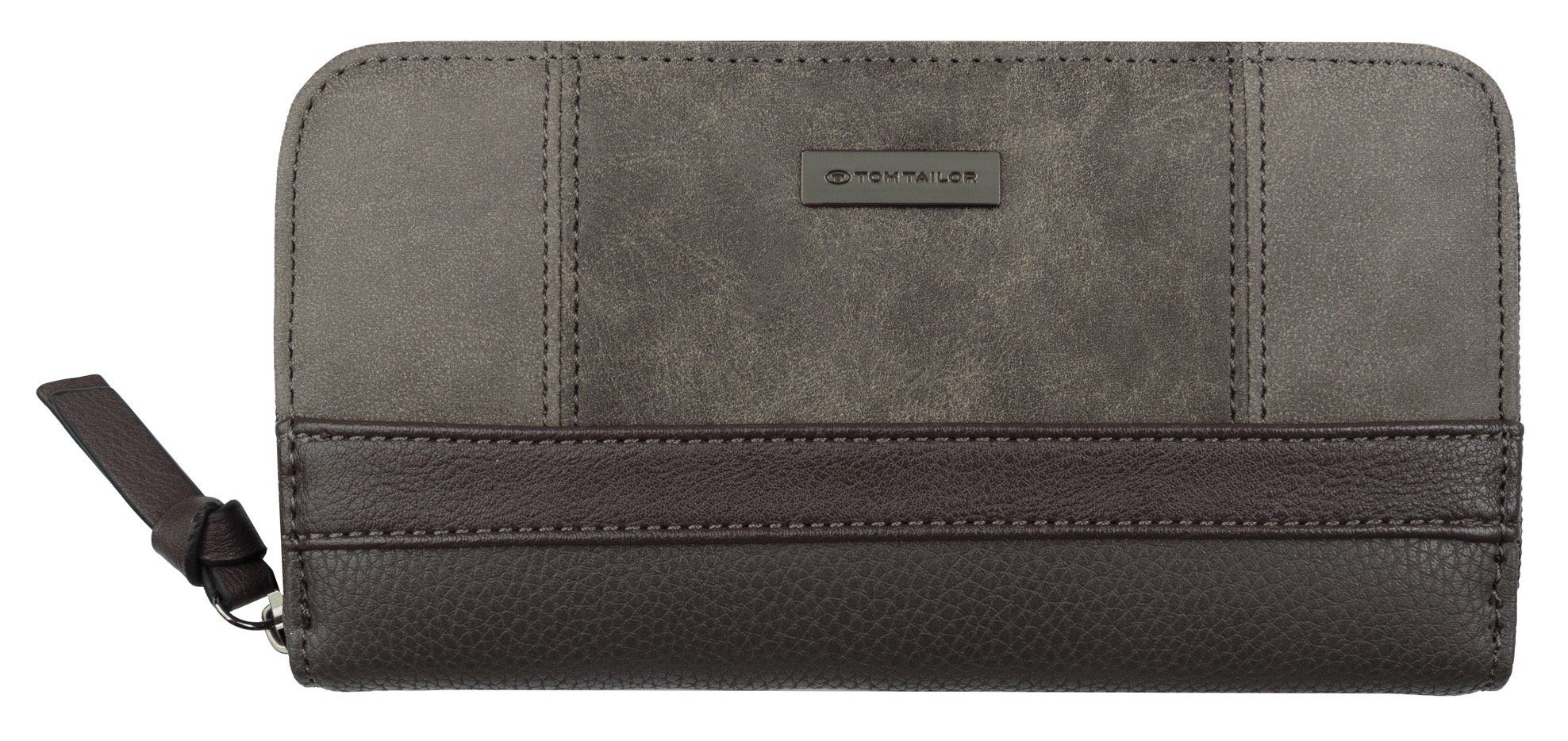 TOM TAILOR Geldbörse Juna, aus soft genarbtem ledrigen Material mit glänzenden Metall-Accessoires