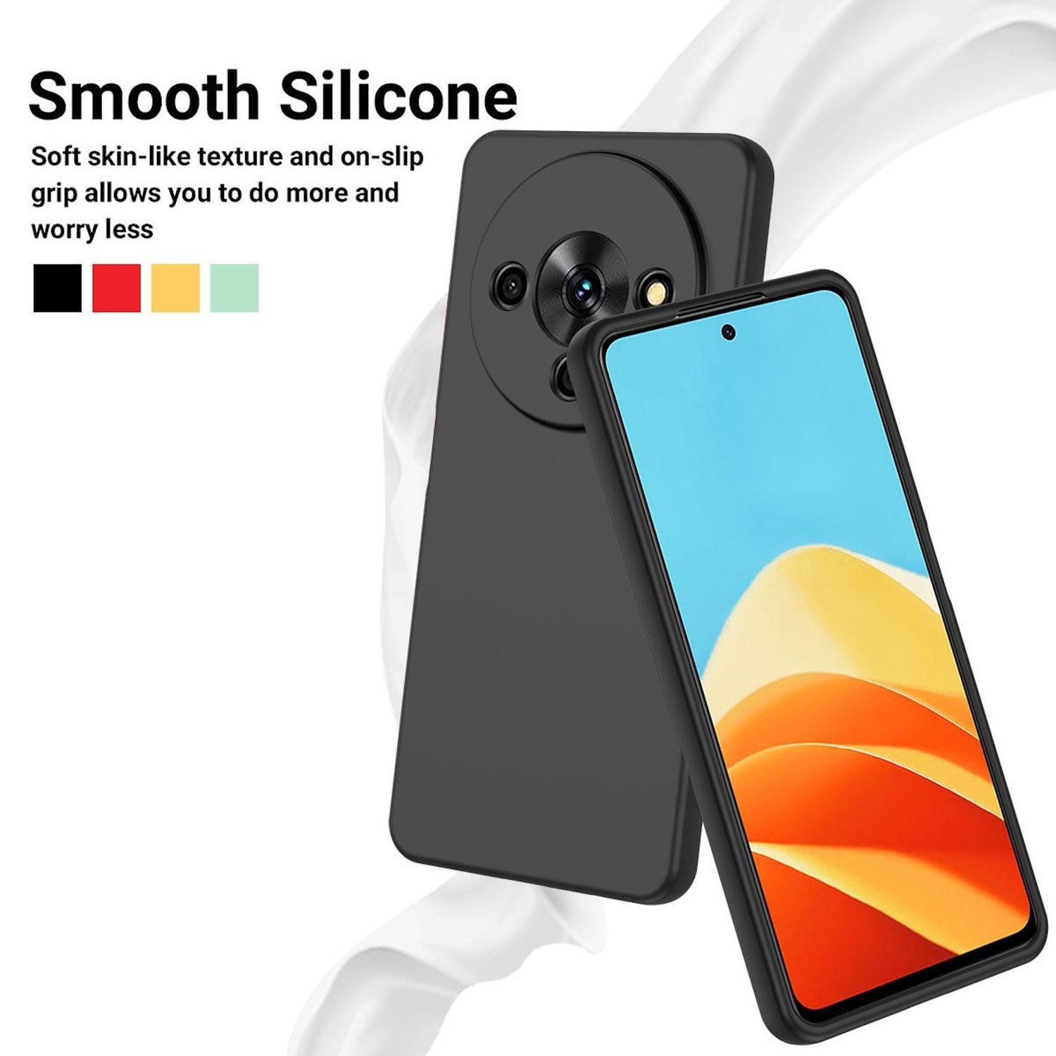 Wigento Handyhülle Für ZTE Blade A76 5G Silikon TPU Schutz Hülle Dünn Flexibel Schwarz, Stilvolle TPU Hülle, präzise Aussparungen, schützend