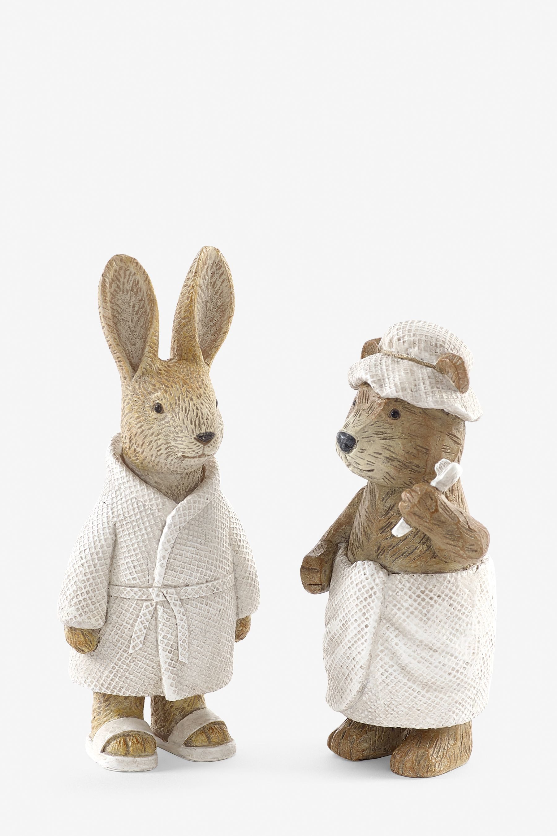 Dekofigur Bertie Bear und Rosie Rabbit Badedeko, 2er-Set