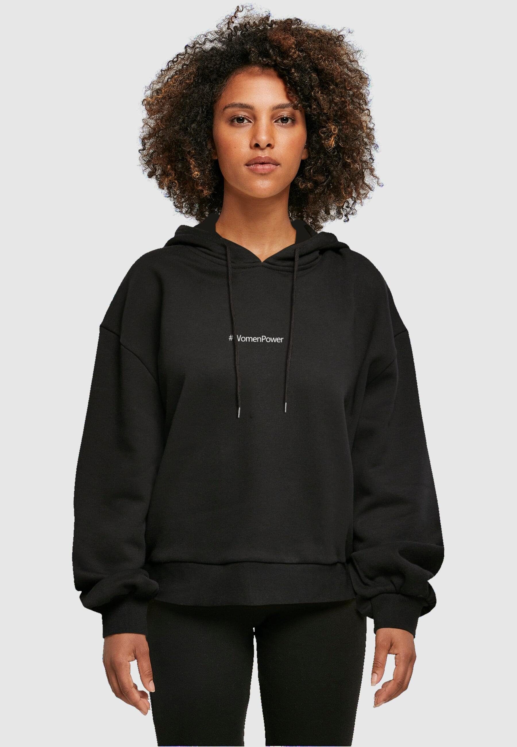 Merchcode Kapuzenpullover Ladies Organic Hoody Woman A - (1-tlg) black WD As Strong Damen Oversized