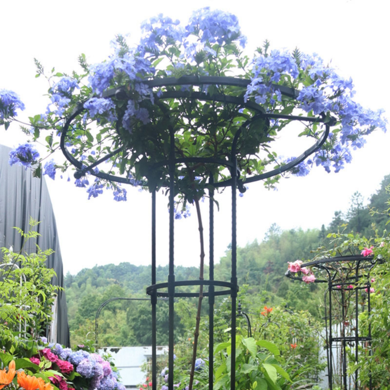 GarveeMore Zaunpfosten Garten Rundspalier Schwarzer Stahlrahmen Schirm Spalier TurmVertikaler, 150cm Garten Kletterturm Garten Kletterpflanze Stützstruktur Lebe – Bild 5 von 5