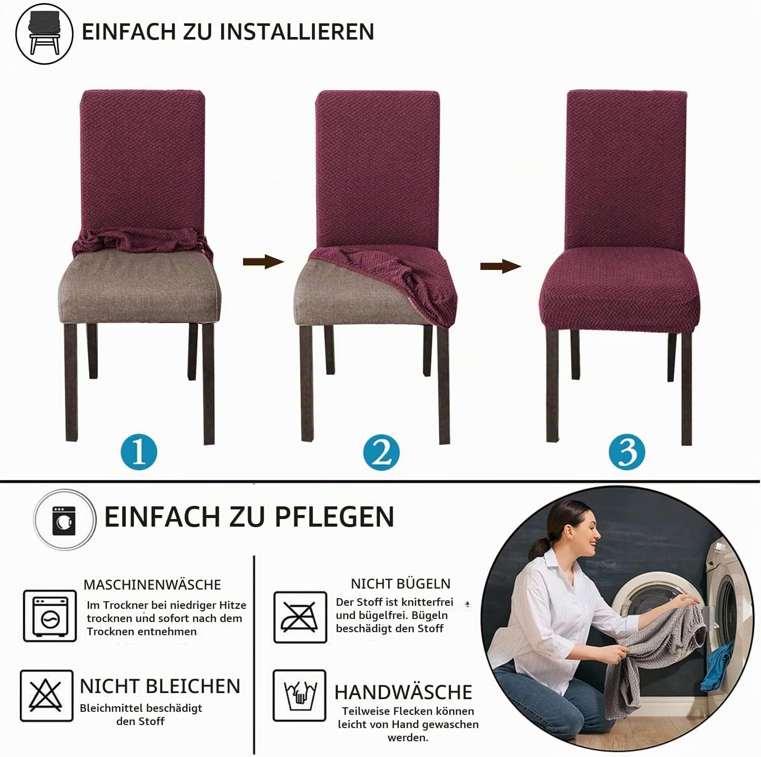 Minicloss Stuhlhusse Stretch Stuhlhussen Schwingstühle, Abnehmbarer Waschbarer Stuhlbezug