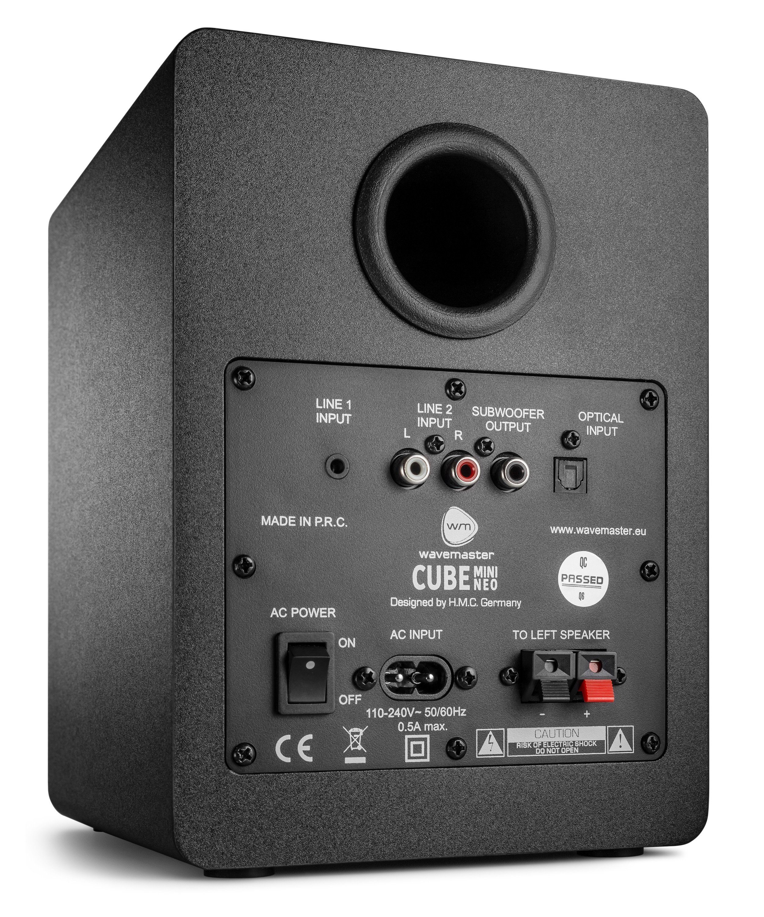 Wavemaster CUBE MINI 2.0 (Bluetooth, Regal-Lautsprecher Auto 36 W, Switch, Black IR-Fernbedienung, Subwoofer-Ausgang)