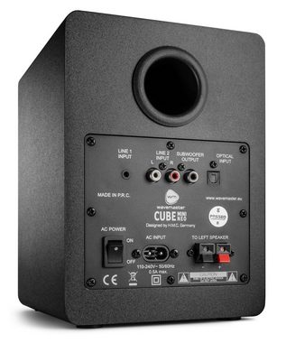 Wavemaster CUBE MINI 2.0 Regal-Lautsprecher (Bluetooth, 36 W, IR-Fernbedienung, Auto Switch, Subwoofer-Ausgang)