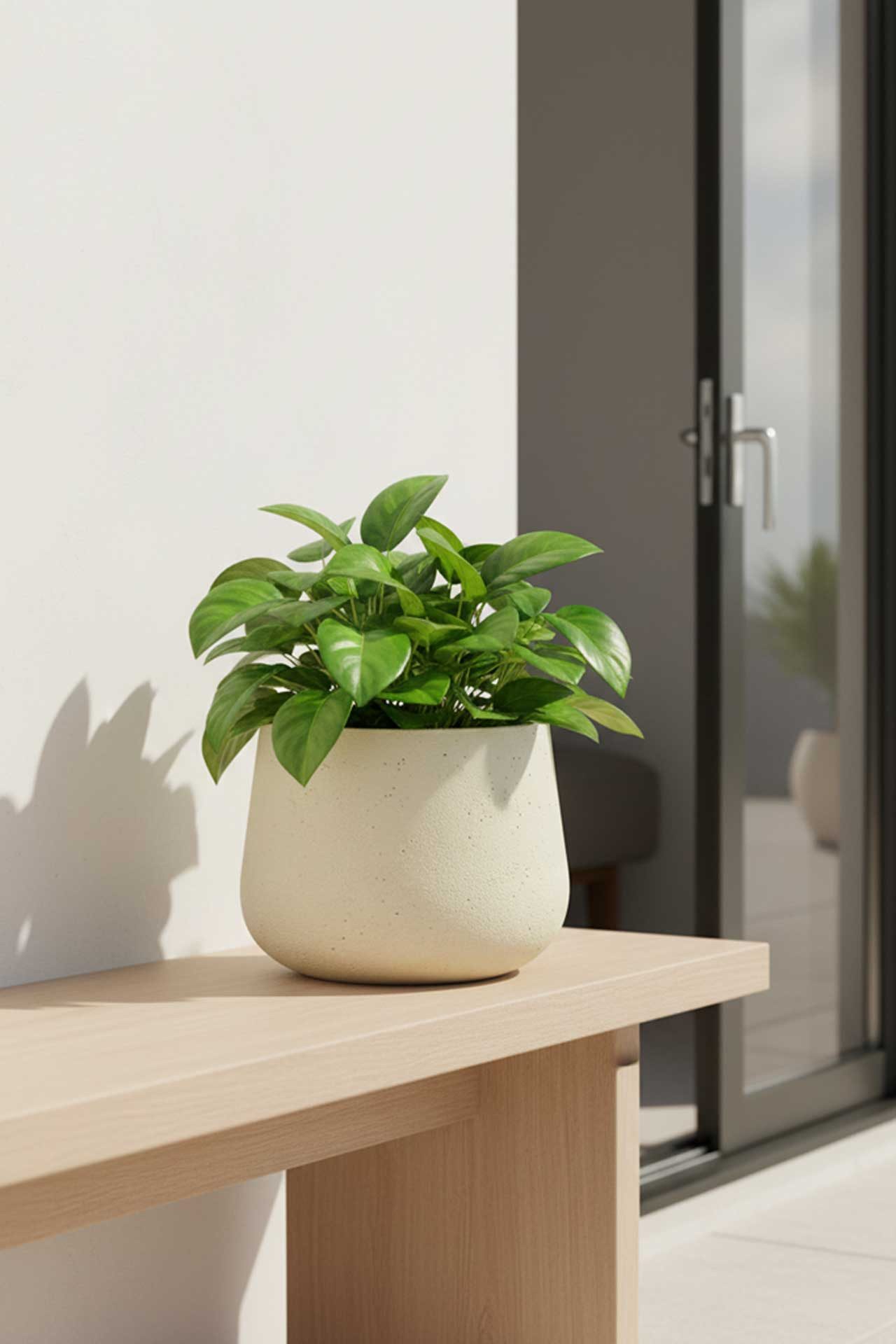 VIVANNO Blumentopf Fiberglas GIRAR Rund - Vesuvbeige Matt (1 St), 36x27 cm