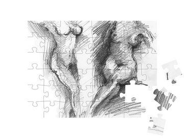 puzzleYOU Puzzle Bleistiftskizze: Nackte Frauen, 48 Puzzleteile, puzzleYOU-Kollektionen Erotik