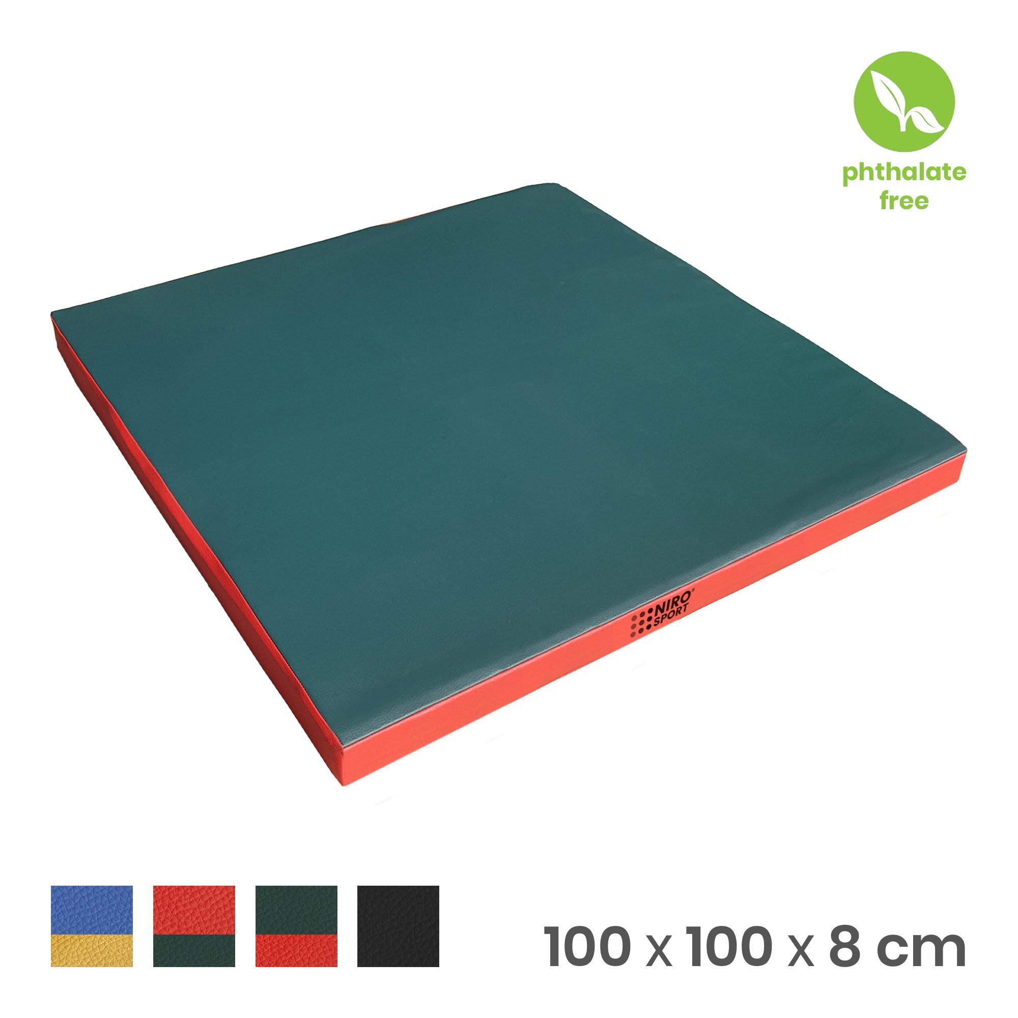 (1er-Pack), x cm abwaschbar, Fitnessmatte Weichbodenmatte grün 100 NiroSport Turnmatte NiroSport 8 robust 100 x Gymnastikmatte