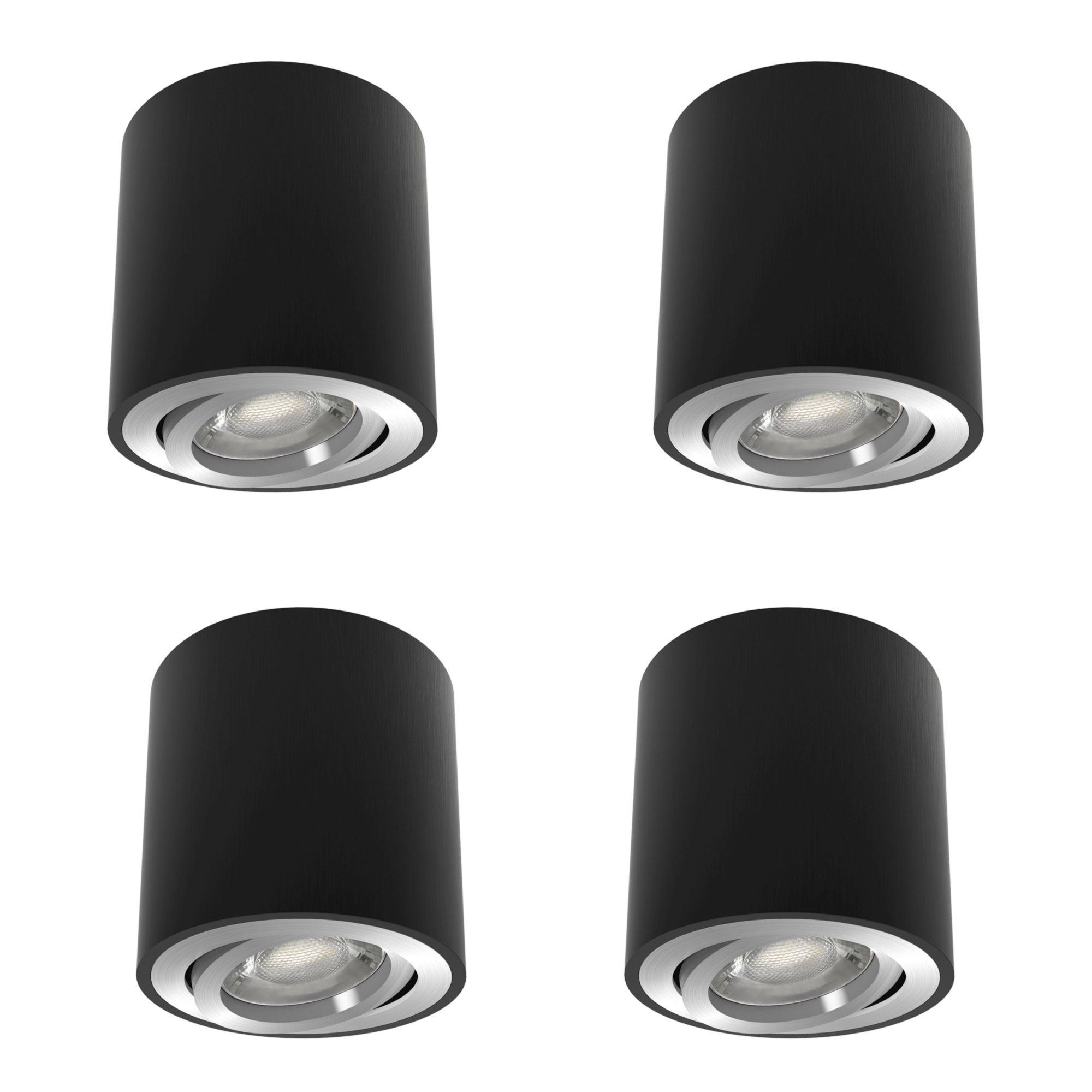 4 nicht x Aufbauleuchten LED Aufbaustrahler Leuchtmittel in CORI inklusive schwenkbare schwarz inklusive, linovum gebuerstet Leuchtmittel geeignet, nicht