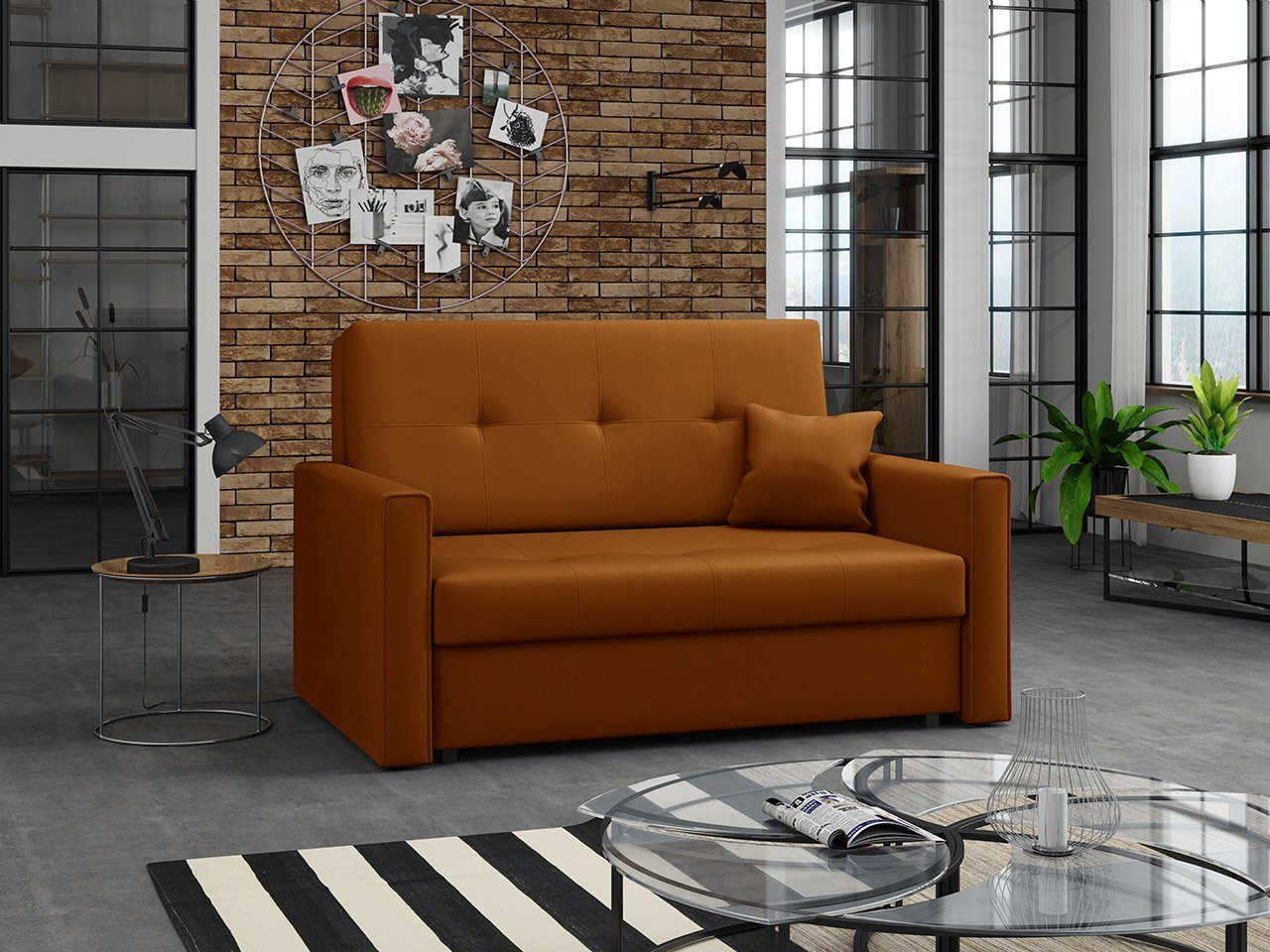 MIRJAN24 Schlafsofa Viva Bis II, mit Bettkasten und Schlaffunktion, inkl. Kissen, 2 Sitzer, Metallfüße